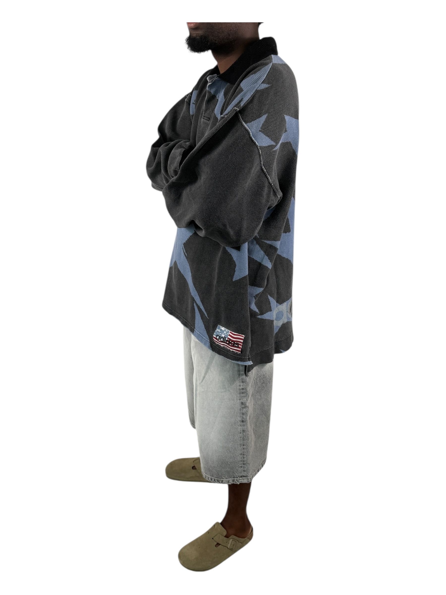 Adidas Adidas Long Sleeve Oversized Polo USA Stars Grey/Blue 90s Size US M / EU 48-50 / 2 - 2 Thumbnail