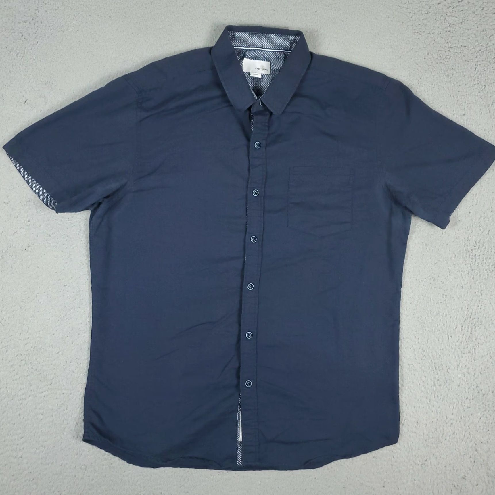 Vintage CRAFT Solid Blue Button-Up Shirt Men's Large Short Sleeve Casual Modern Size US L / EU 52-54 / 3 - 2 Thumbnail