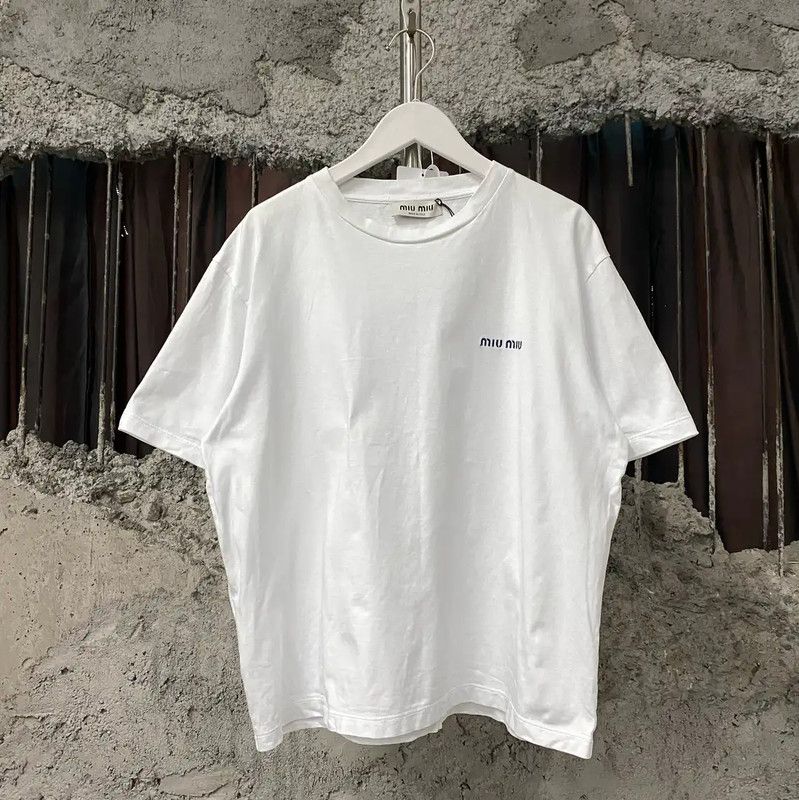 Miu Miu Summer White Cotton T-Shirt 0089