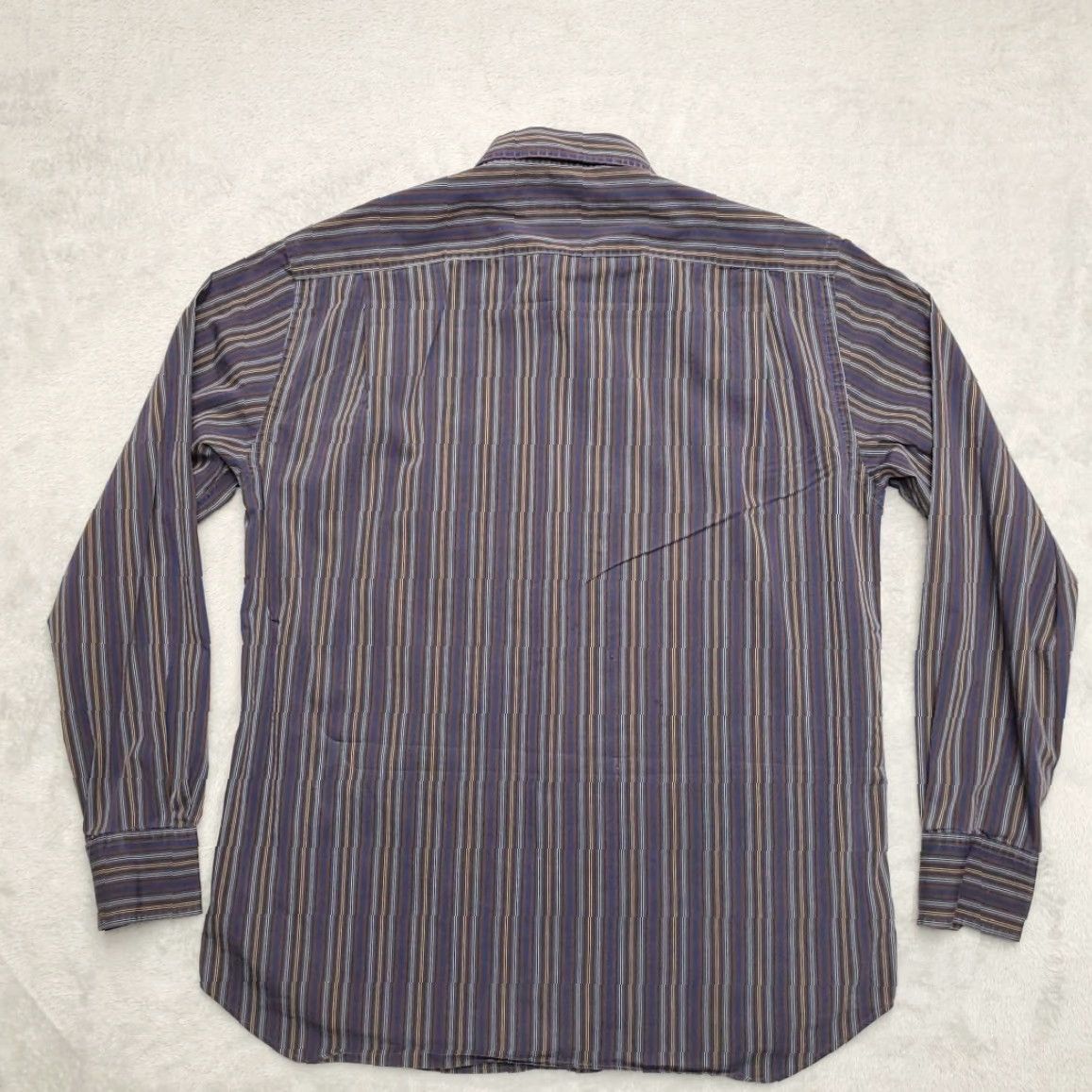 Canali VINTAGE Canali Shirt Mens M Brown Striped Long Sleeve Button Casual Made in Italy Size US M / EU 48-50 / 2 - 7 Thumbnail