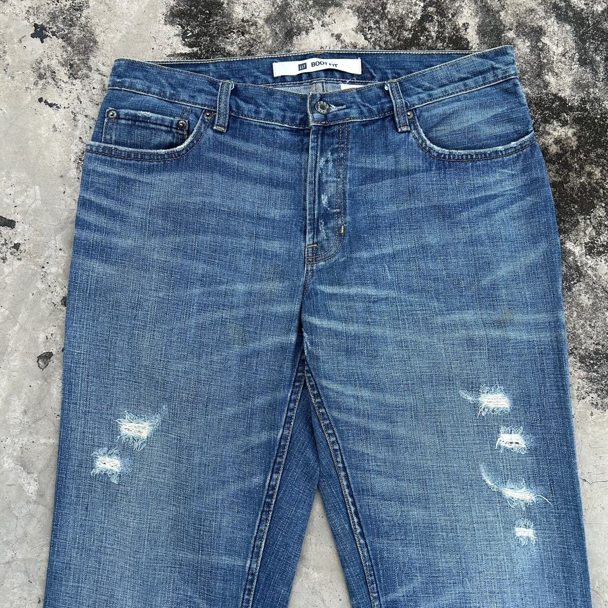 Japanese Brand Vintage 90s GAP BOOT FIT Blue Jeans Distressed Size US 36 / EU 52 - 3 Thumbnail