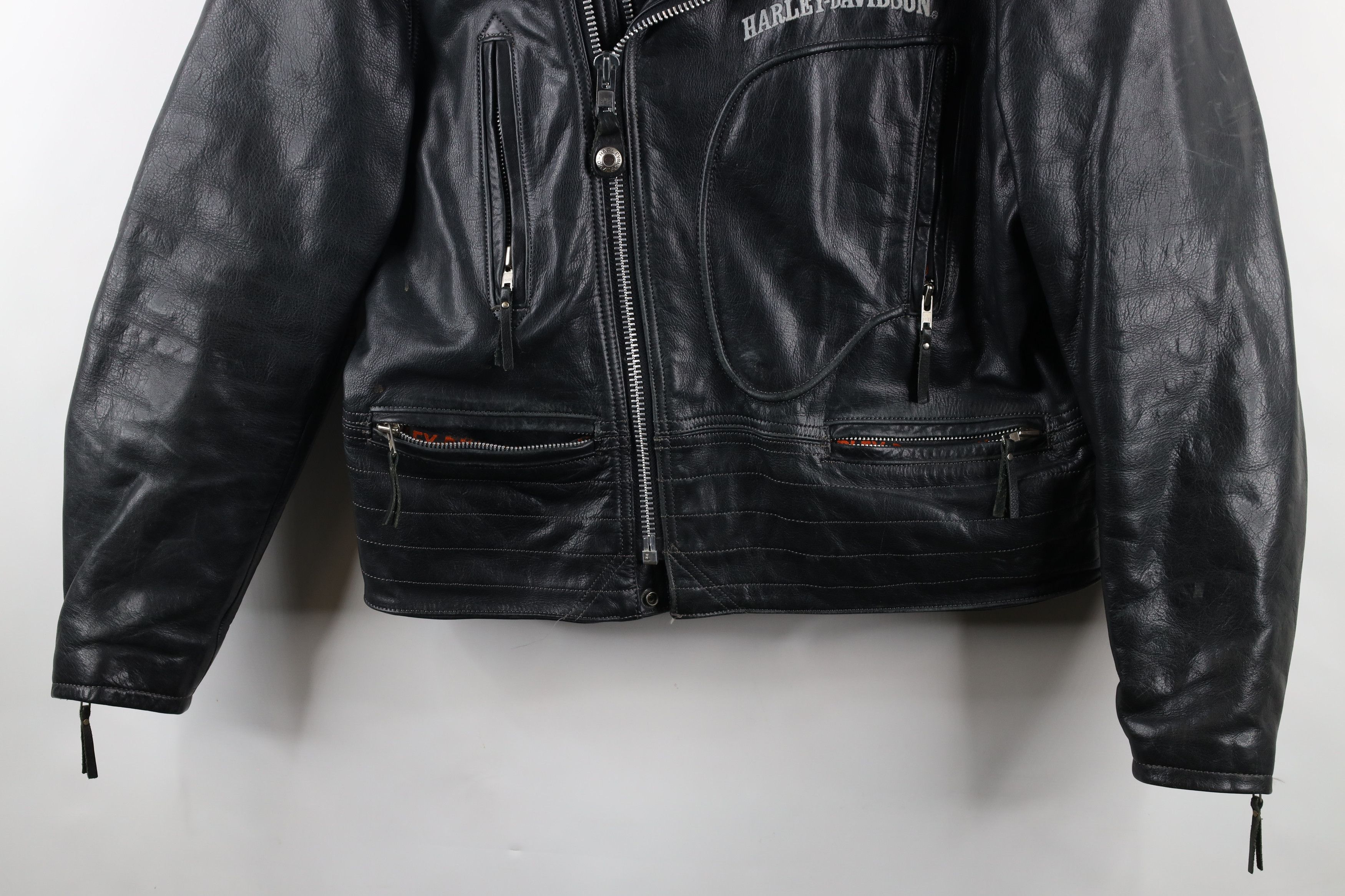Harley Davidson × Vintage Vintage 90s Harley Davidson Leather Motorcycle Jacket Size US L / EU 52-54 / 3 - 3 Thumbnail