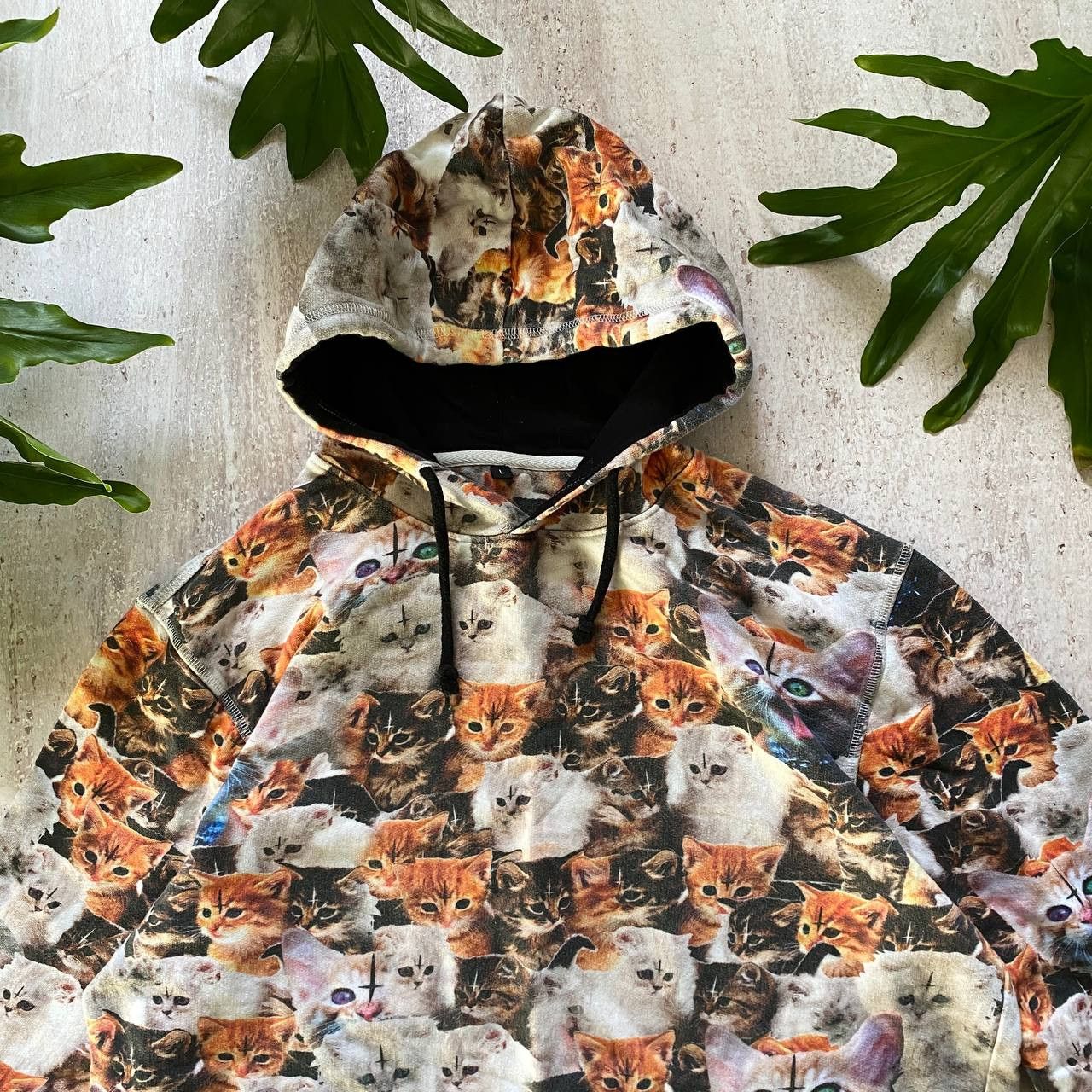 Vintage VINTAGE Y2K DEVIL SATAN CATS OVERPRINTED RARE HOODIE 115 Size US L / EU 52-54 / 3 - 6 Thumbnail