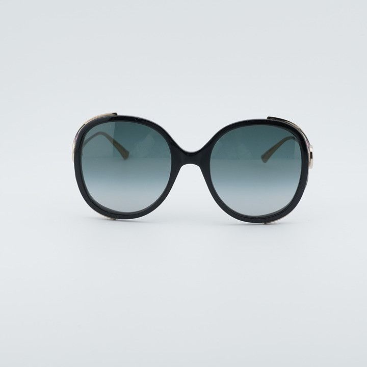 Gucci Gucci GG0226S 007 Sunglasses Shiny Black Round Frame, Grey Size ONE SIZE - 3 Thumbnail