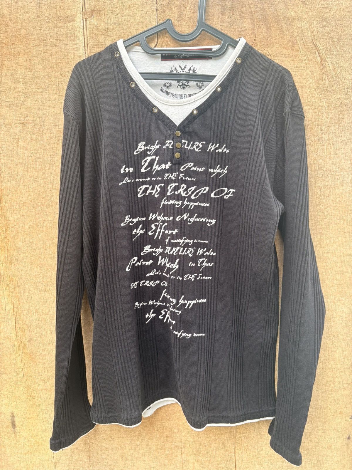 Japanese Brand Age core double layer poem longsleeve ifsixwasnine lgb style Size US L / EU 52-54 / 3 - 1 Thumbnail