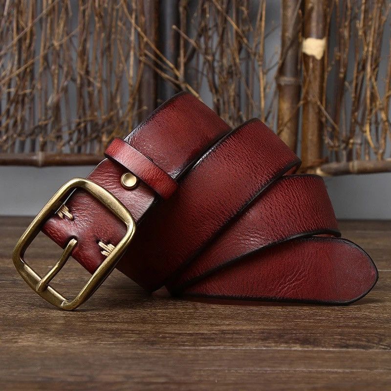 Leather × Vintage Genuine Leather Casual Jeans Belt Size ONE SIZE - 3 Thumbnail