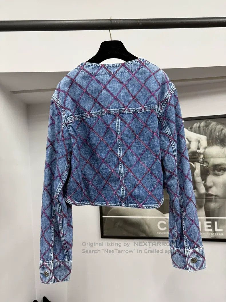 Chanel Chanel Blue diamond checkered denim jacket Size XS / US 0-2 / IT 36-38 - 3 Thumbnail