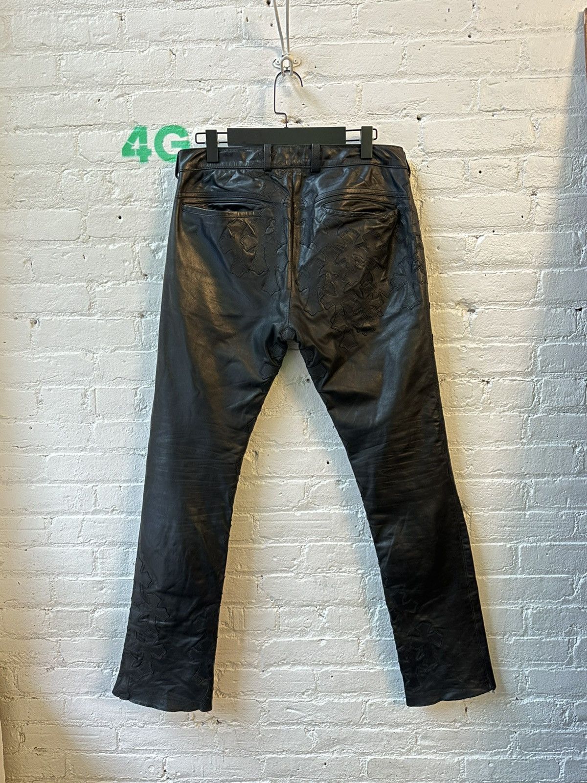 Chrome Hearts CHROME HEARTS FLOODED CROSS PATCH LEATHER PANTS Size US 32 / EU 48 - 3 Thumbnail