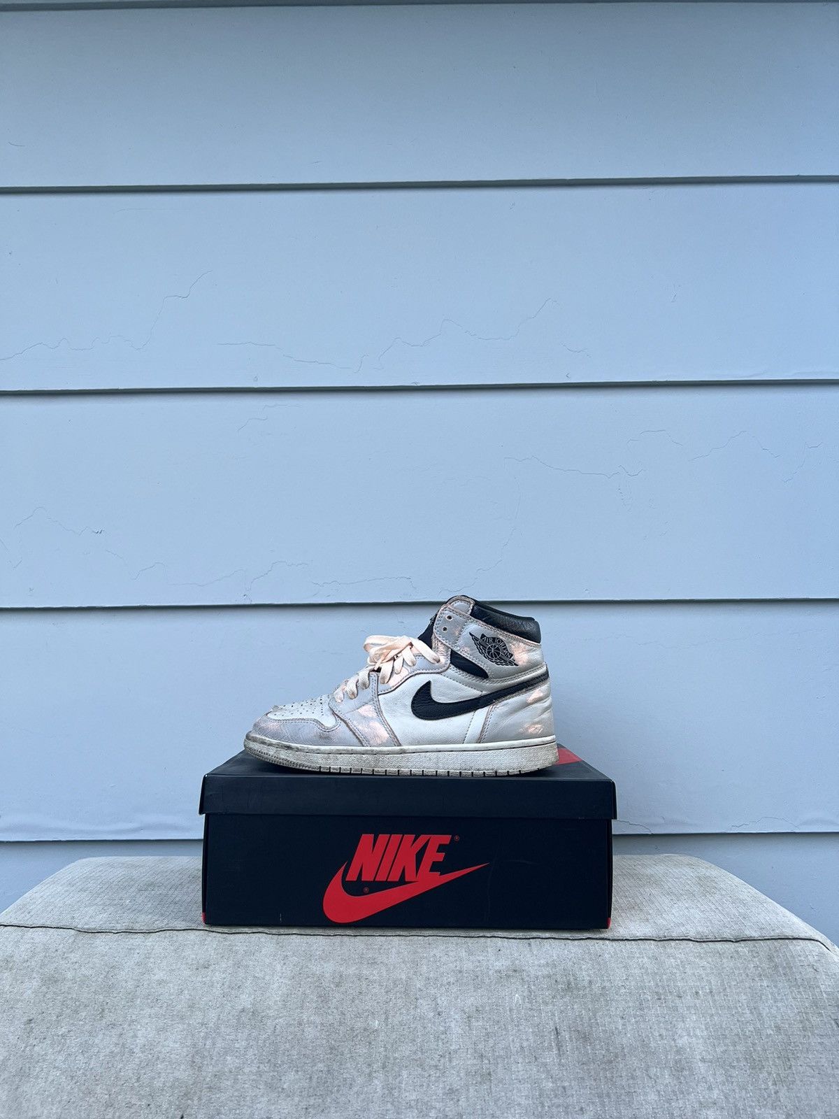 image of Jordan Nike Air Jordan 1 Nyc To Paris Shoes in Light Bone, Men's (Size 7)