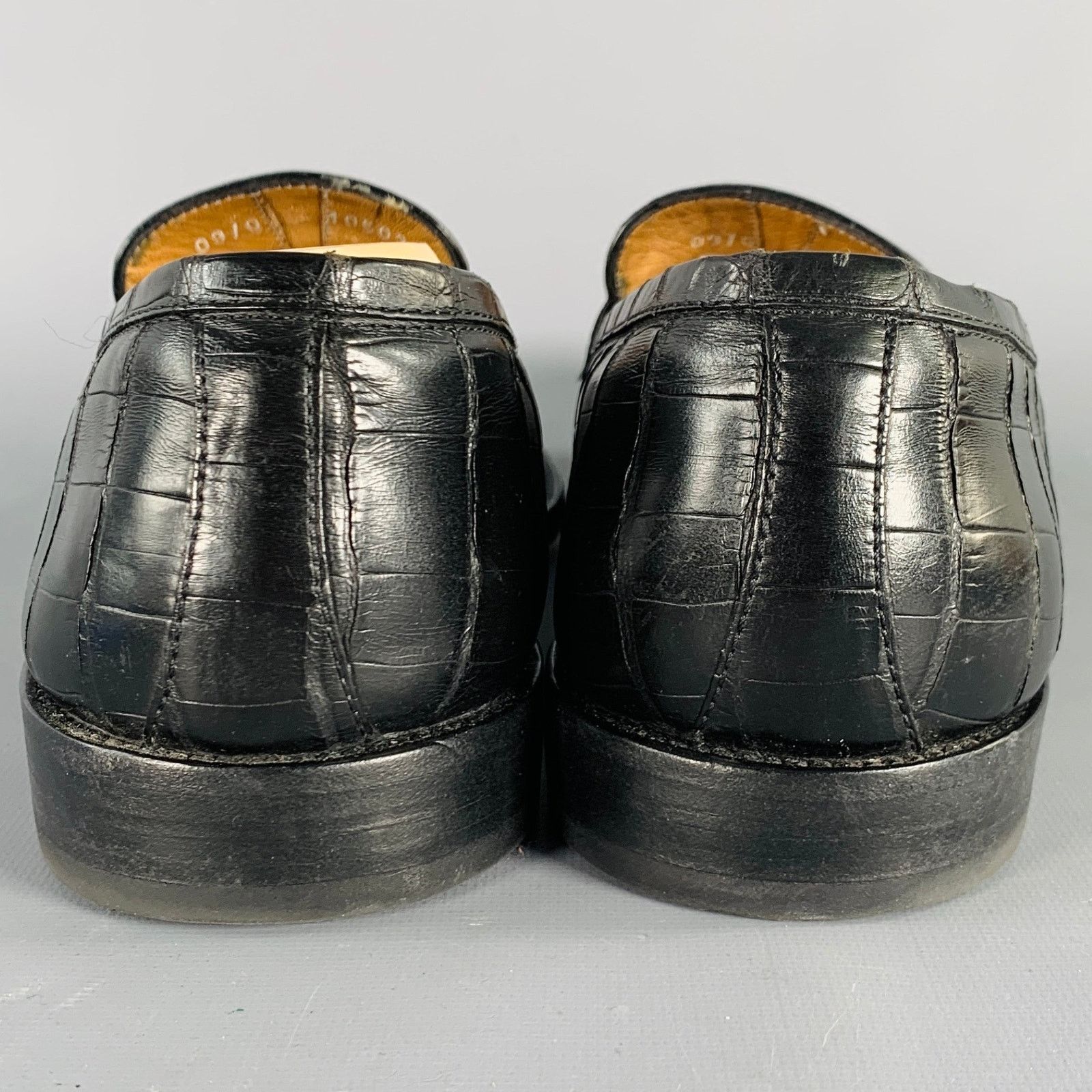 Testoni A. TESTONI Size 11.5 Black Crocodile Leather Penny Loafers Size US 11.5 / EU 44-45 - 3 Thumbnail