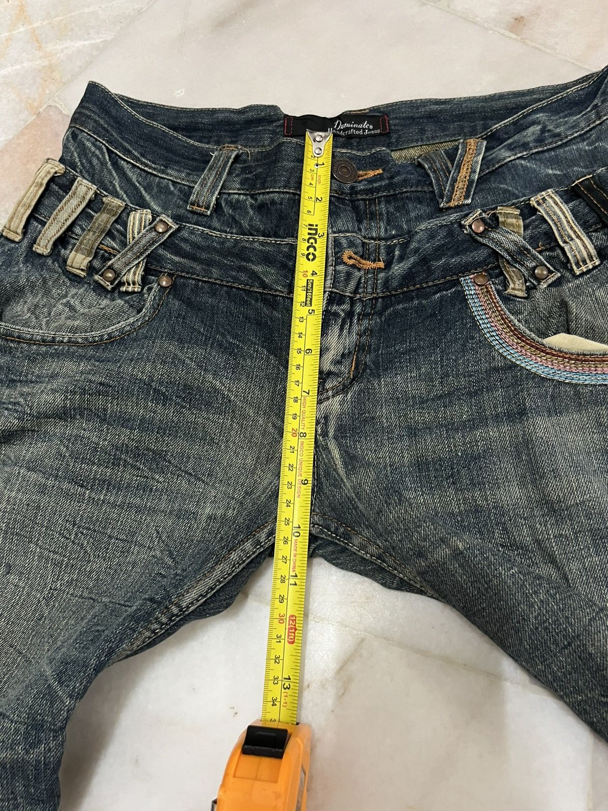 Japanese Brand DOUBLE WAIST DOMINATE HANDCRAFTED DISTRESED DENIM Size US 32 / EU 48 - 17 Thumbnail