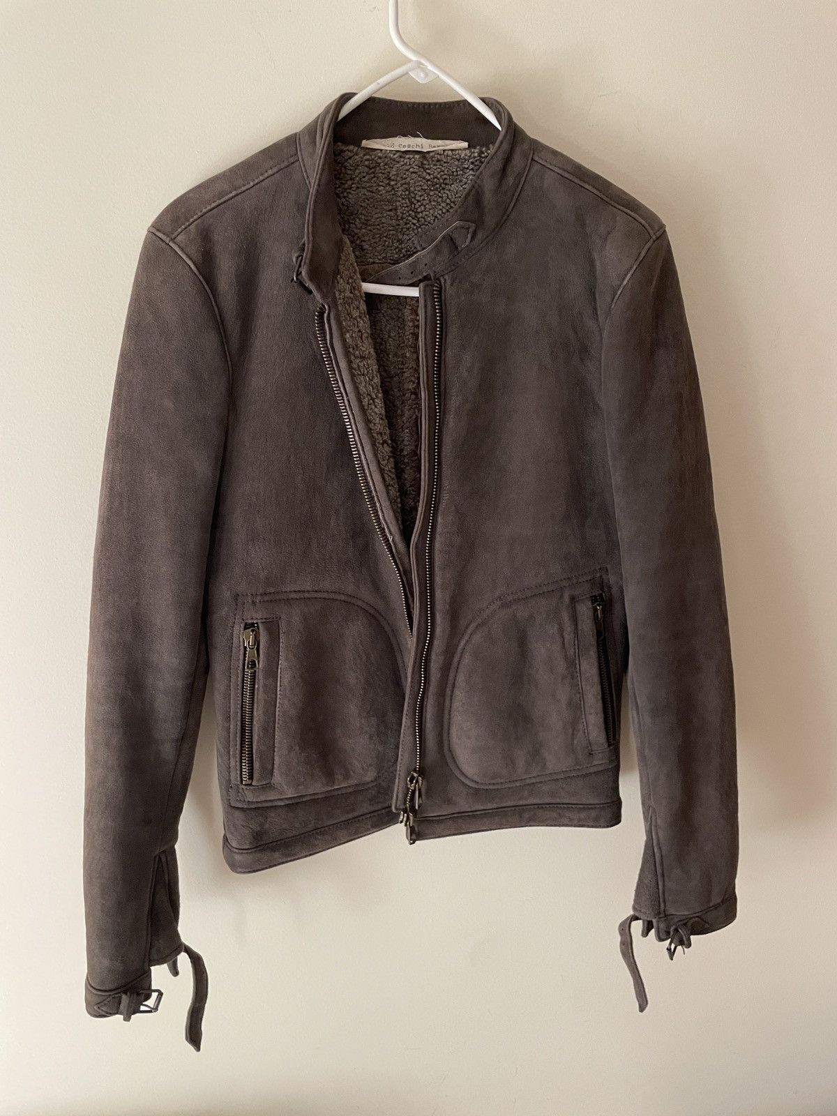 Nicolo Ceschi Berrini Shearling Suede Aviator Flight Jacket | Grailed