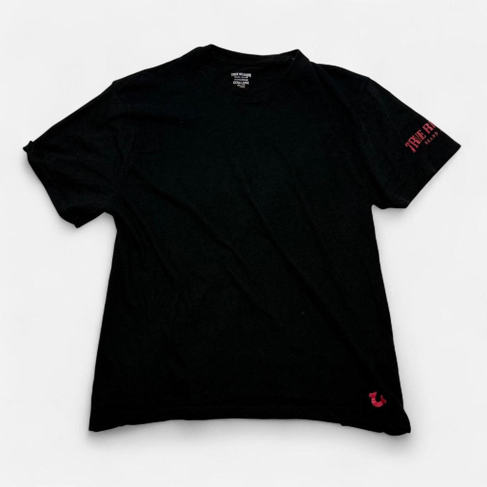 True Religion True Religion Black Tee Men XL Red Logo Sleeve Cotton Casual Size US XL / EU 56 / 4 - 1 Thumbnail
