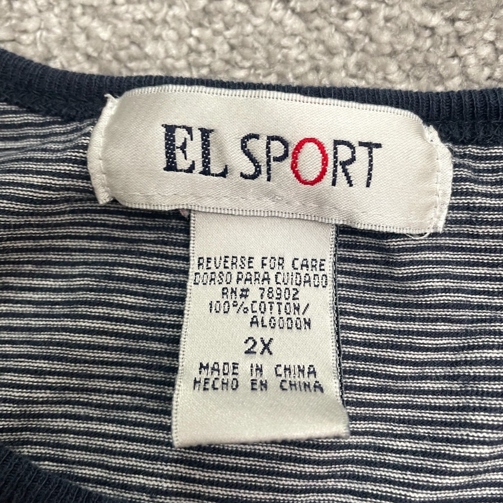 Vintage EL Sport T-Shirt Womens 2X Black Striped Short Sleeve Crew Neck Tee Size XXL / US 16-18 / IT 52-54 - 5 Thumbnail