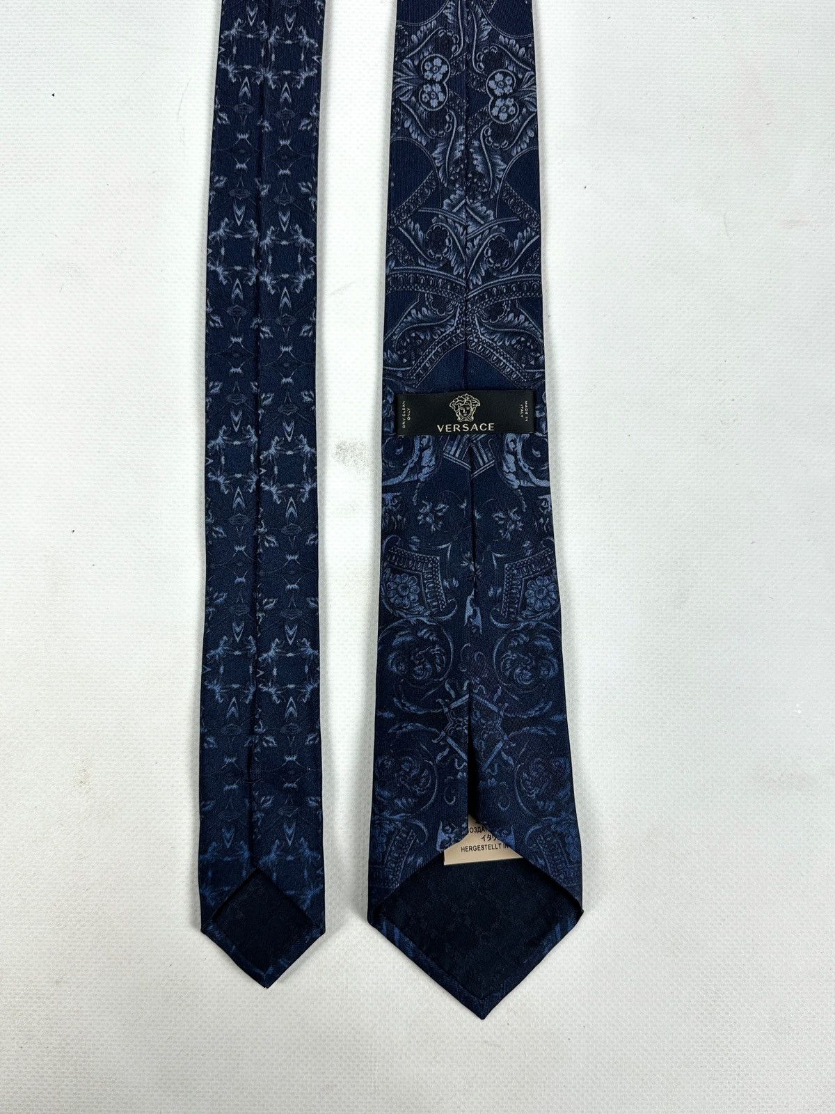 Versace Medusa Head Silk Navy Blue Tie