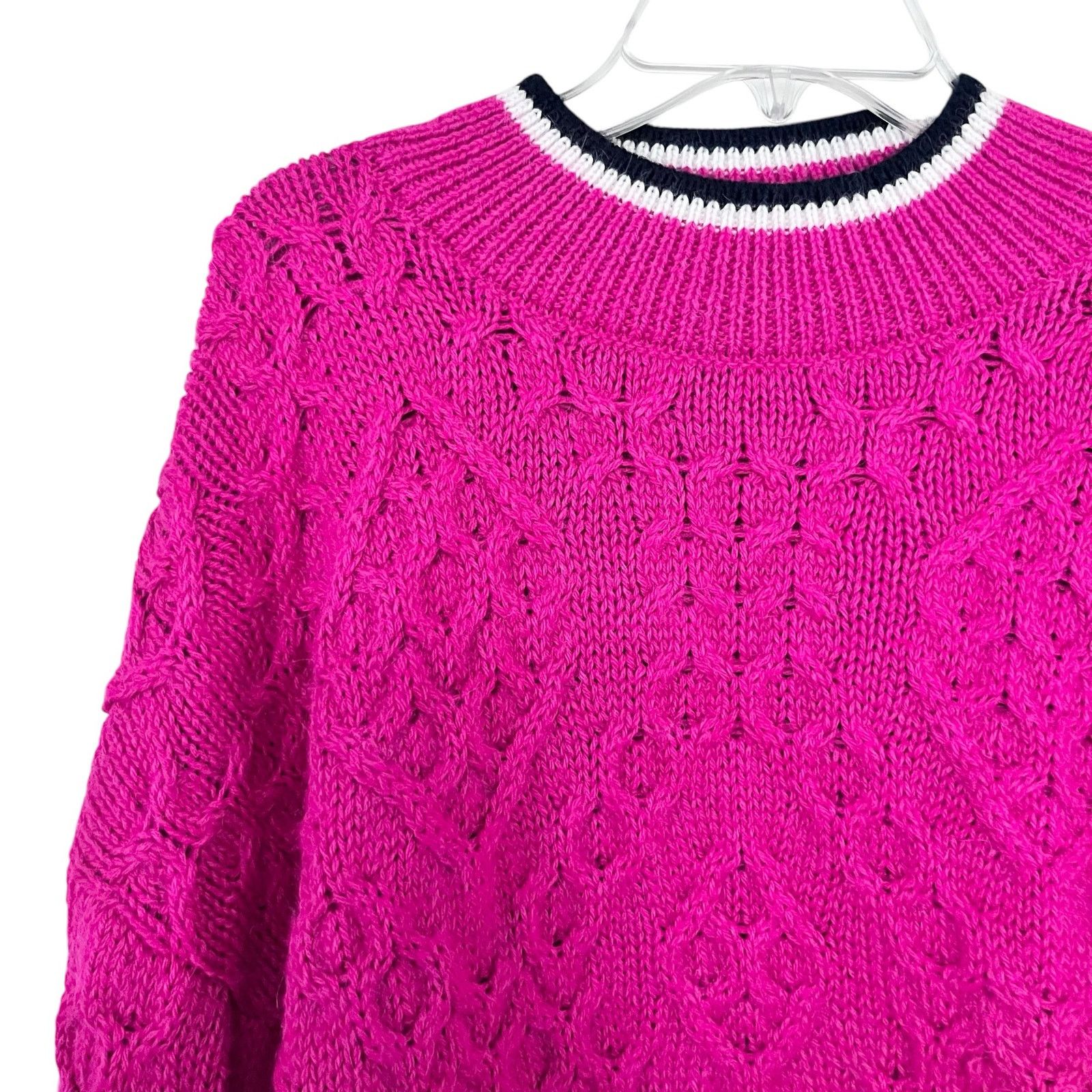 MOTHER Mother The Mock Neck Pink Cable Knit Cropped Jumper Sweater Size M / US 6-8 / IT 42-44 - 3 Thumbnail