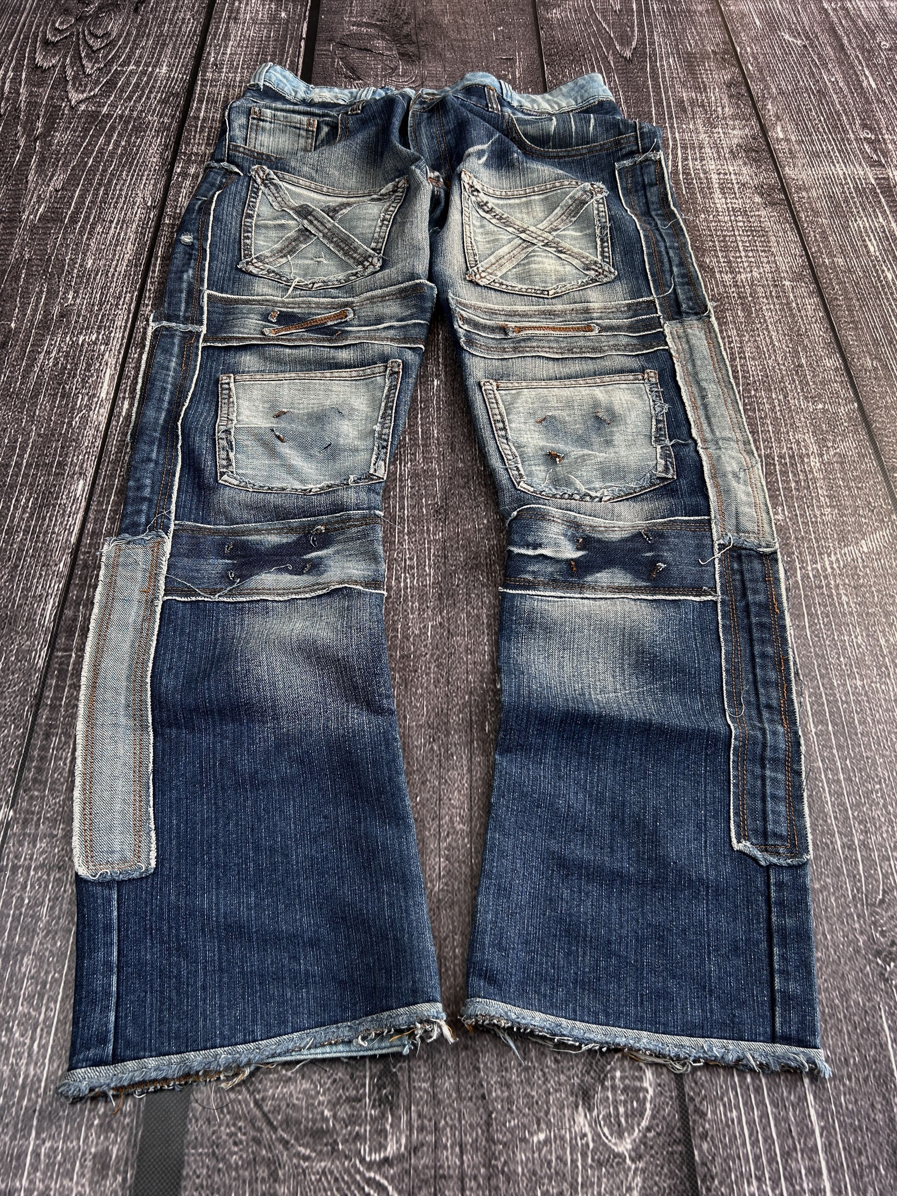 Japanese Brand Vintage Patchwork Distressed Denim Jeans Y2K Grunge Style Size US 34 / EU 50 - 2 Thumbnail