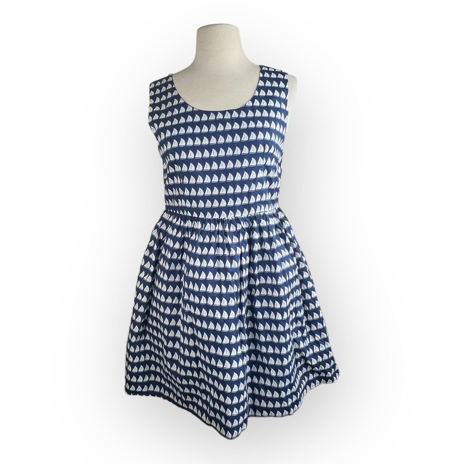 Nordstrom Kling Battelli Navy Blue A-Line Dress - Sailboat Print Size M / US 6-8 / IT 42-44 - 6 Thumbnail