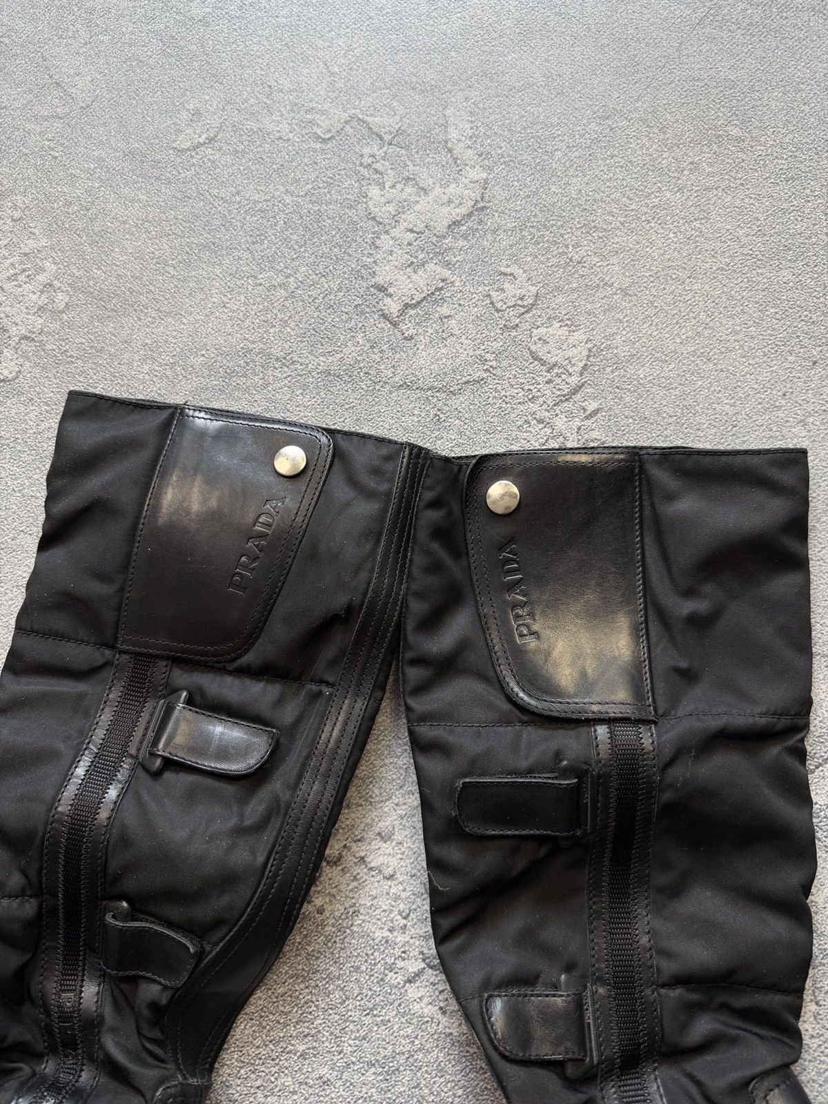 Prada Prada Black Leather Nylon Tall Zip Boots Size 38 Size US 8 / IT 38 - 6 Thumbnail