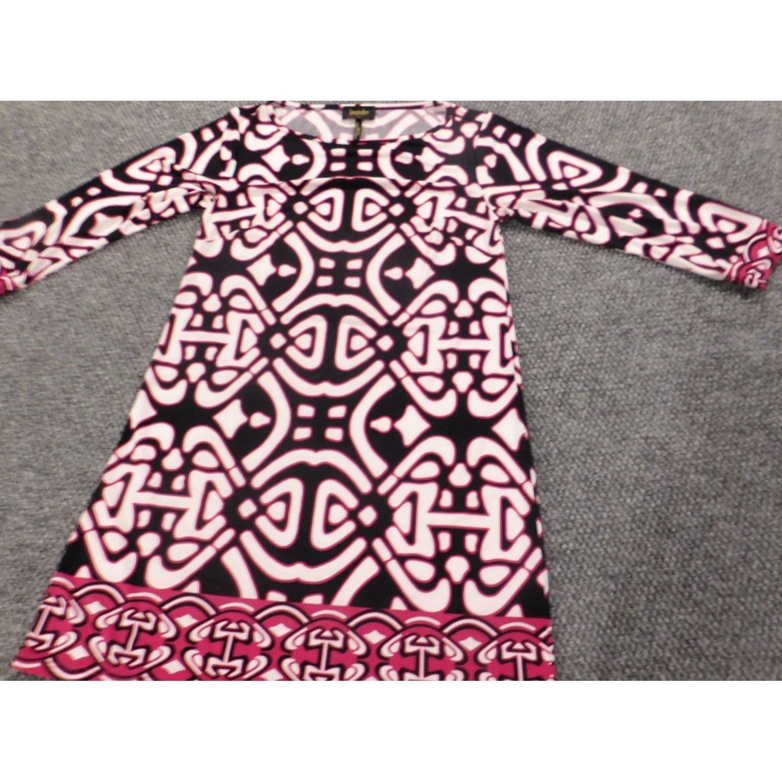Vintage Laundry by Design Purple A-Line Dress - Long Sleeve, Crew Neck, Knee Length, Geometric Knit, Lined, Puff Sleeve, Zip, Casual, Women, Size 2 Size XS / US 0-2 / IT 36-38 - 2 Thumbnail