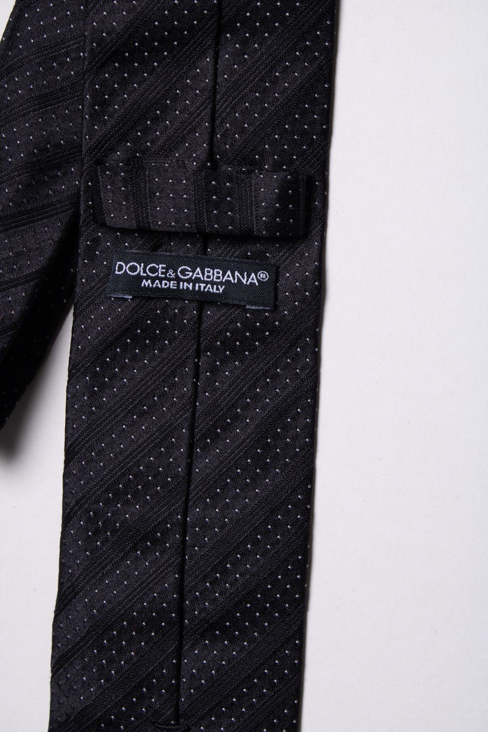 Dolce & Gabbana Dolce & Gabbana, black diagonal striped tie with dots Size ONE SIZE - 4 Thumbnail
