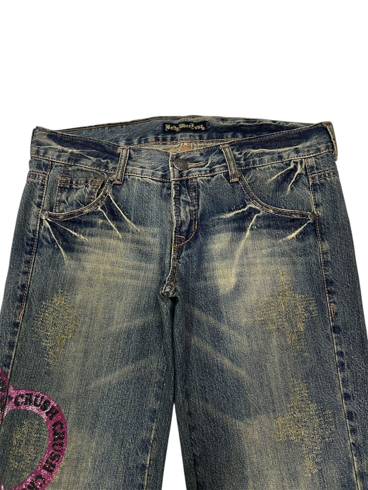 Japanese Brand Japanese Y2k Big Patch embroidered logo Mudwash Short Jeans Size US 35 - 3 Thumbnail