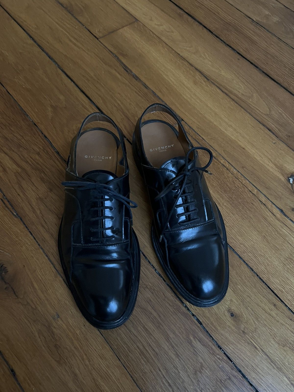 Givenchy Givenchy Black Open Leather Shoes Size US 7 / EU 40 - 1 Thumbnail
