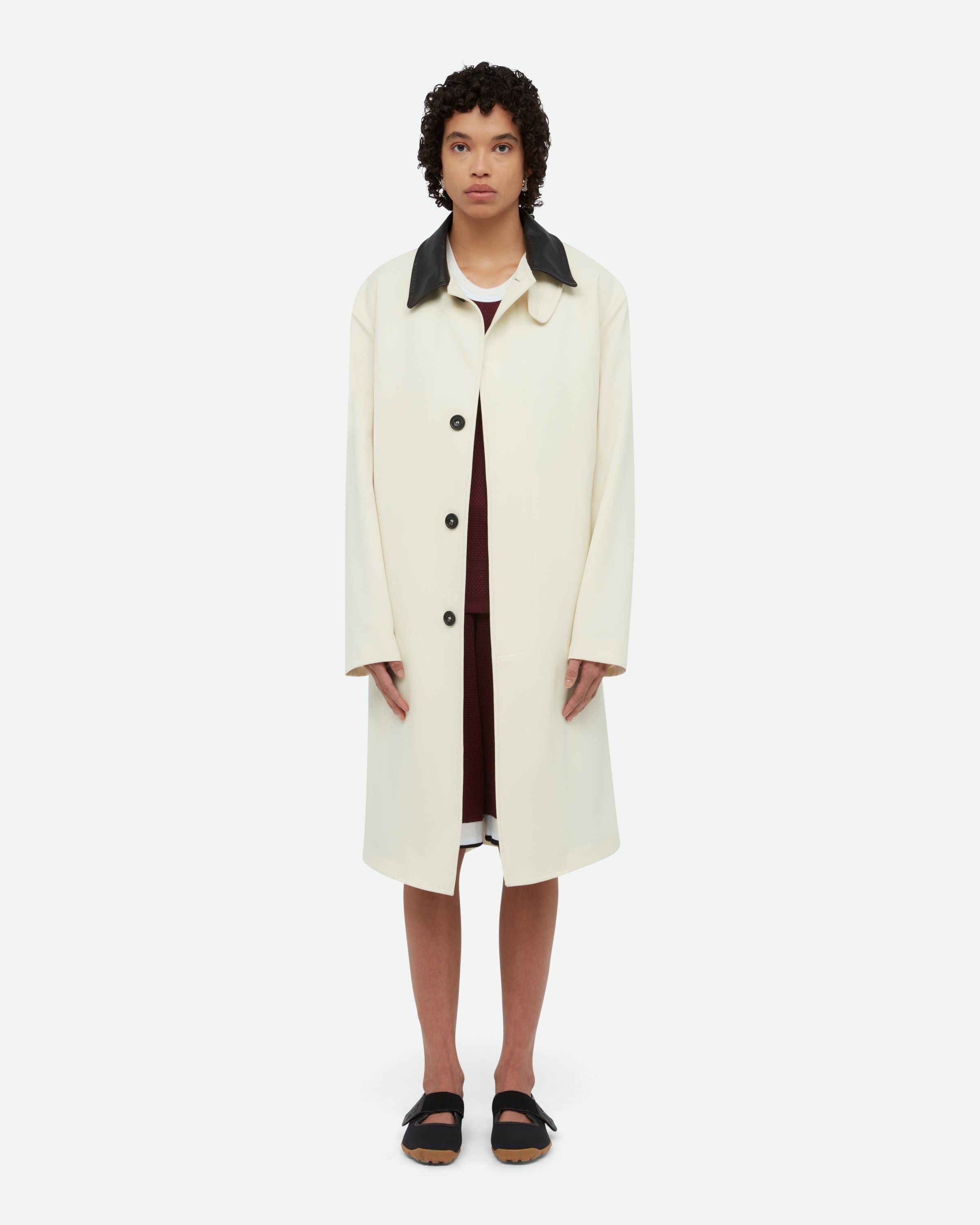 Wales Bonner o1mle0825 Unisex Noon Crombie Car Coat in Neutrals Size US S / EU 44-46 / 1 - 4 Thumbnail