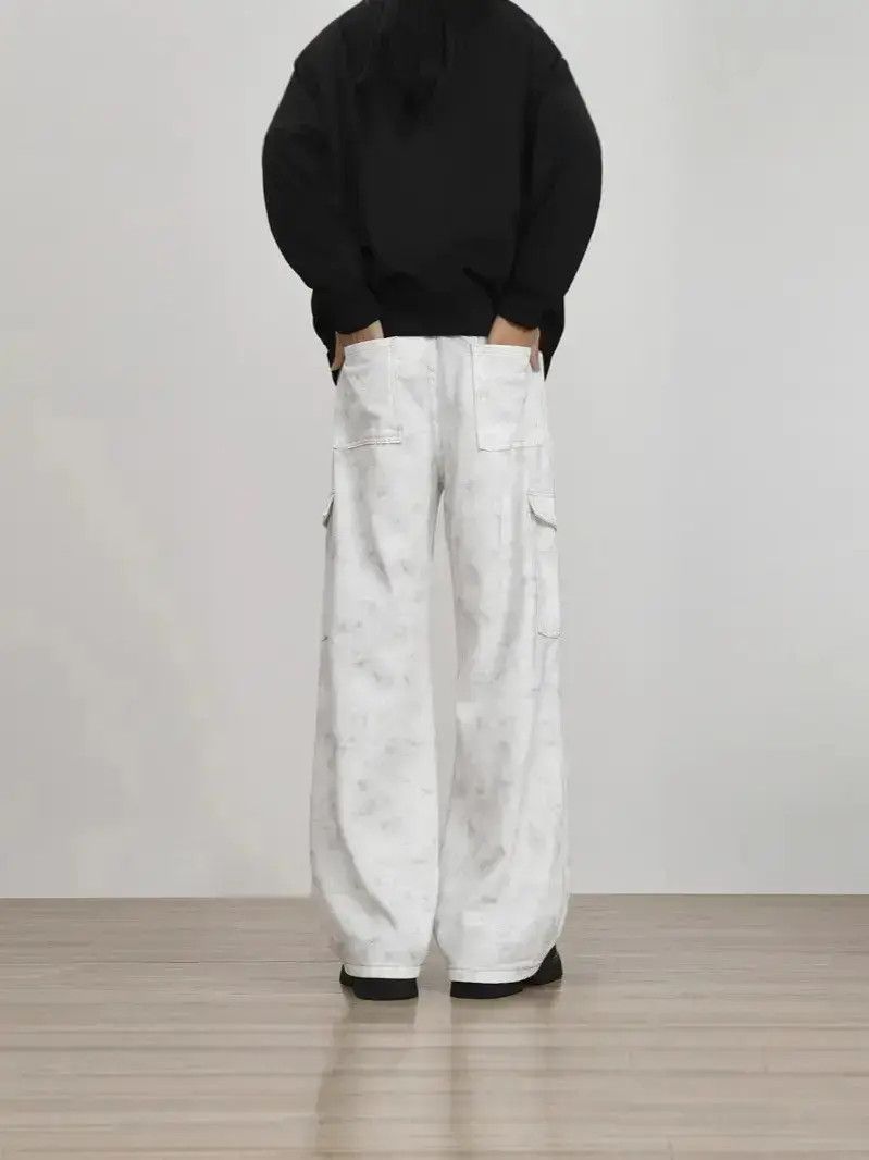 Japanese Brand Retro loose dirty white straight leg jeans Size US 32 / EU 48 - 3 Thumbnail