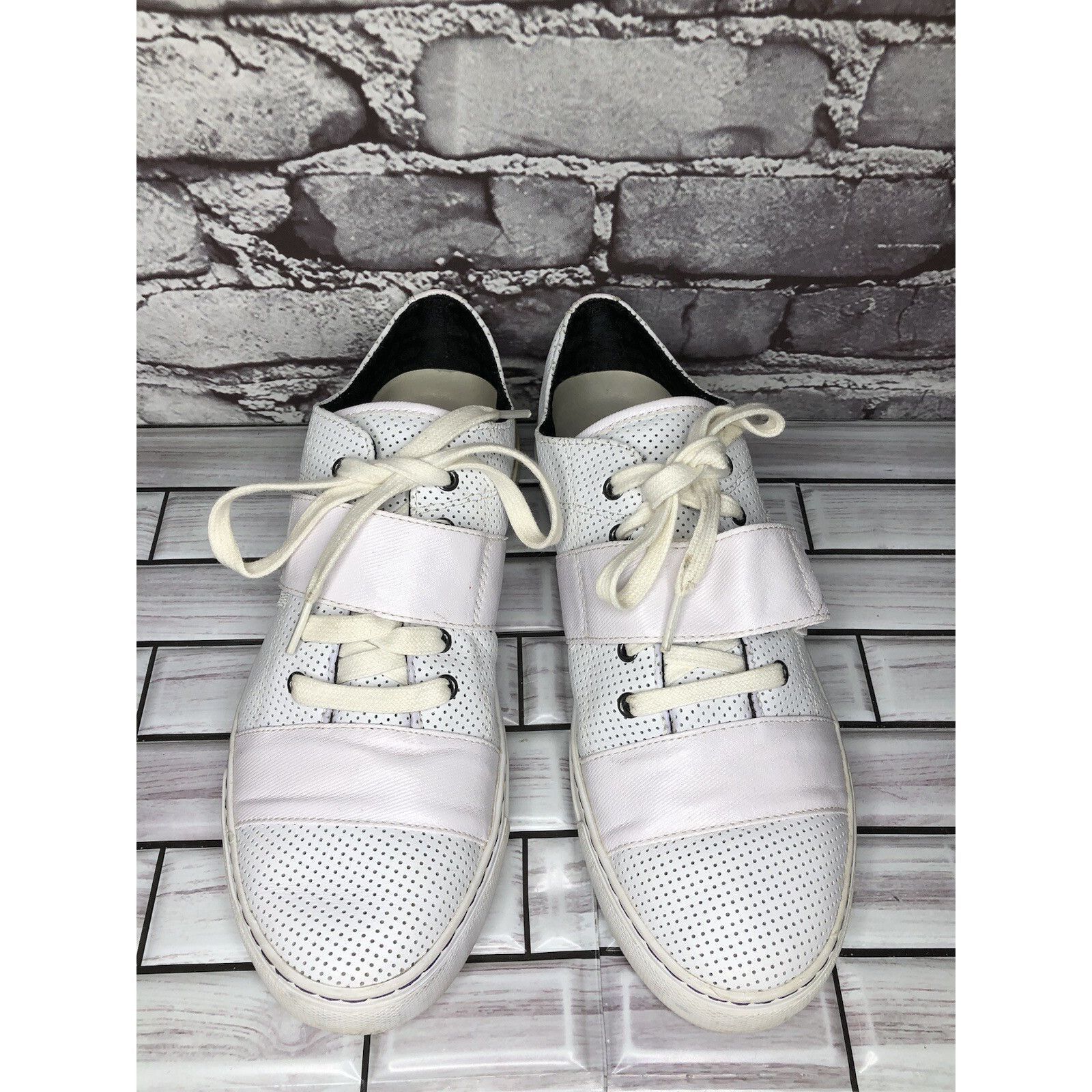 P.F. Flyers Pf Flyers White Leather Perforated Strap Lace Shoes Women Sz Size US 11 / IT 41 - 2 Thumbnail