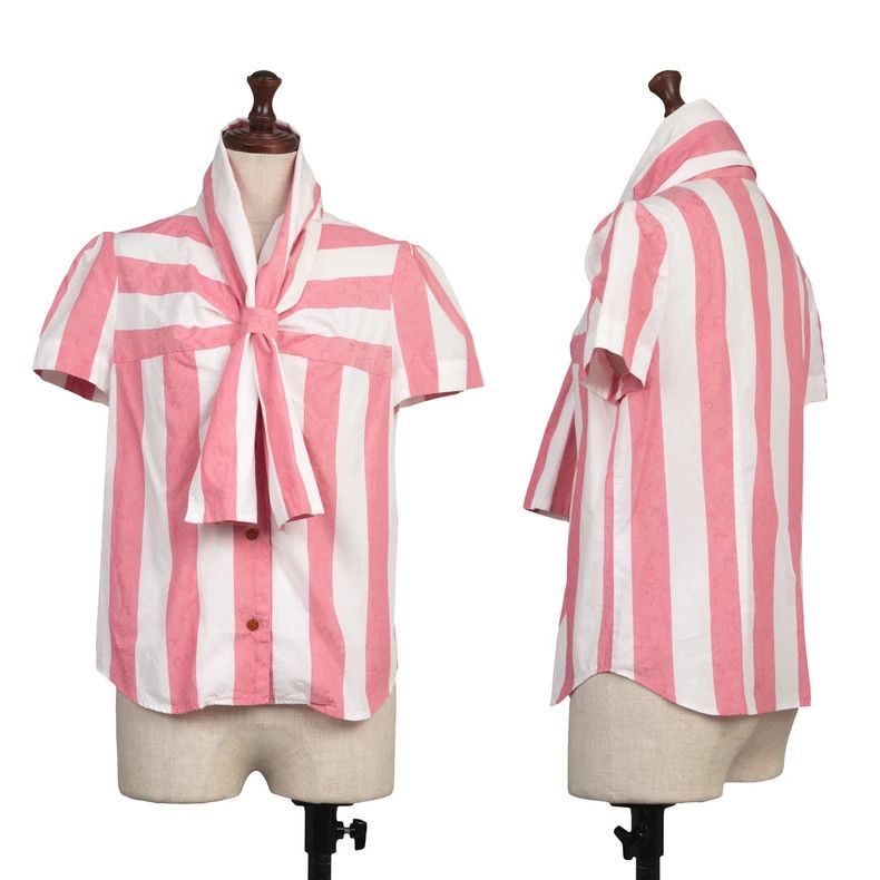 Vivienne Westwood Vivienne Westwood White and pink striped bow tie short sle Size S / US 4 / IT 40 - 1 Thumbnail