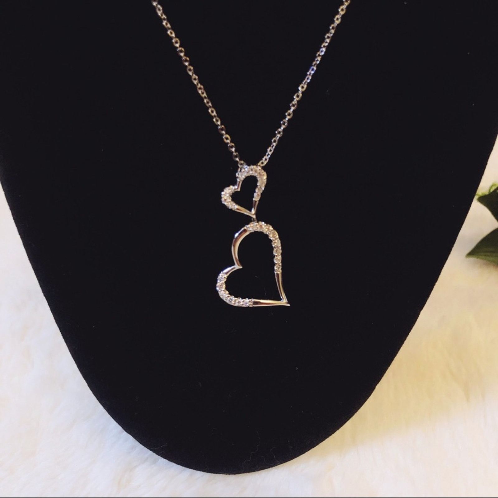 Other Sterling Silver Double Heart Necklace Size ONE SIZE - 6 Thumbnail