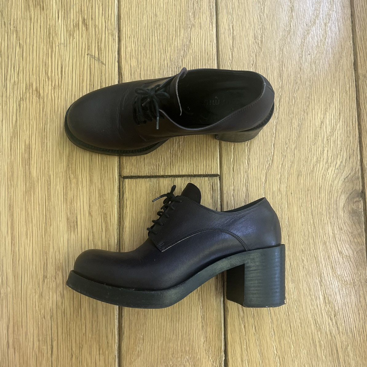 Miu Miu Miu Miu Leather Platform Oxford Heels Size US 5.5 / IT 35.5 - 1 Thumbnail
