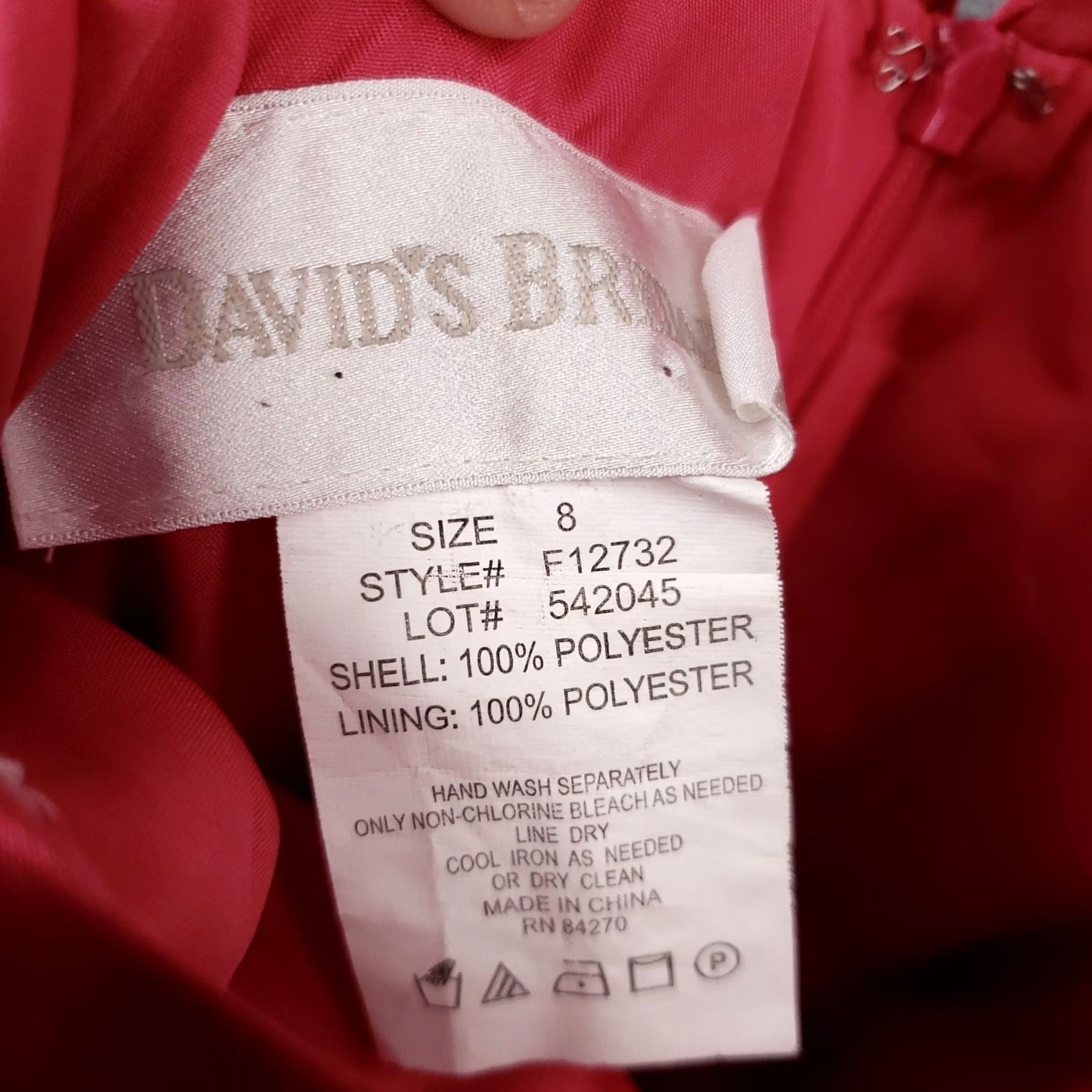Vintage David'S Bridal Dress Womens 8 Pink Maxi Long Length Ruched Pleated Polyester Size M / US 6-8 / IT 42-44 - 3 Thumbnail