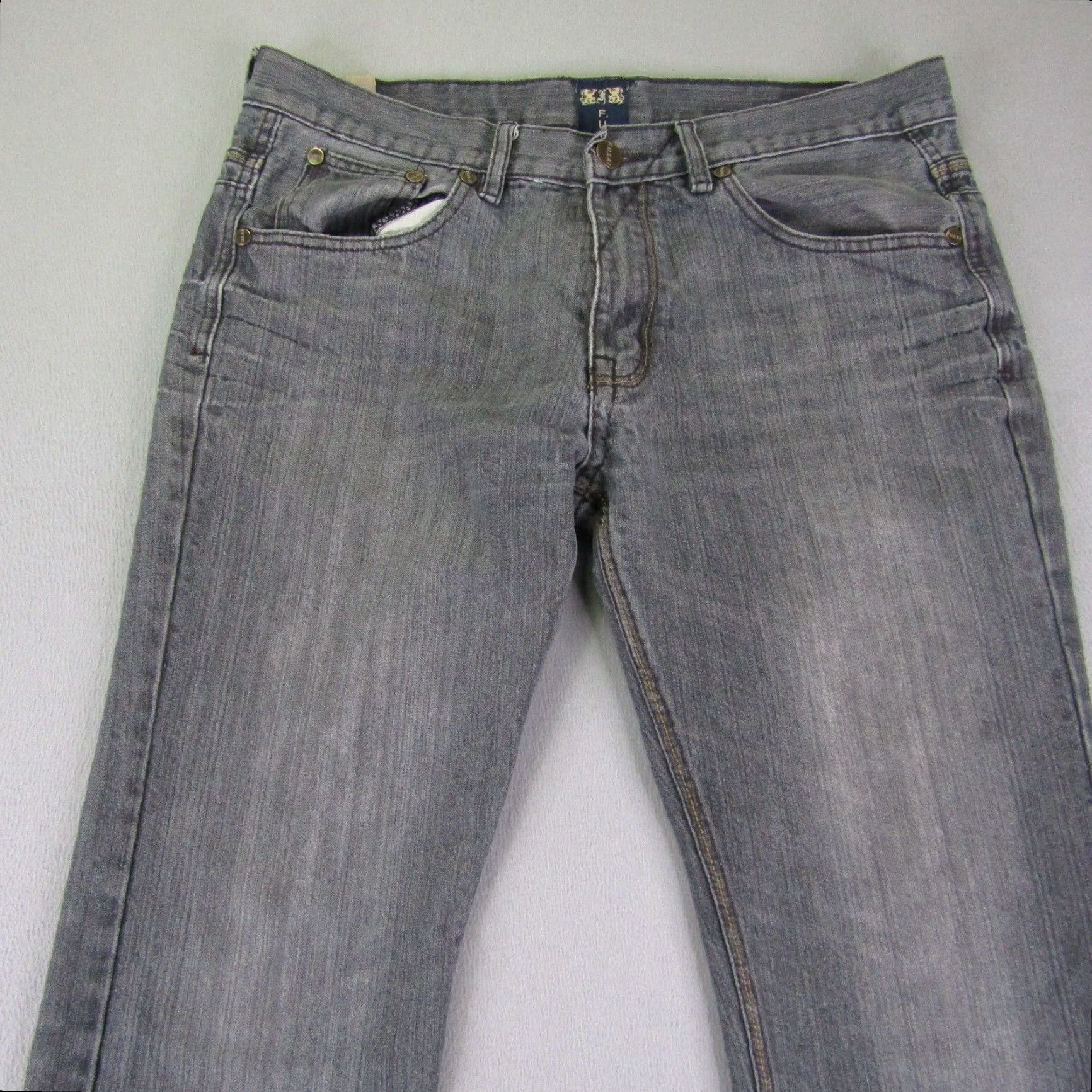 Denime FUSAI Jeans Mens 36x32 Gray Denim Straight Leg Regular Fit Pants Size US 35 - 2 Thumbnail