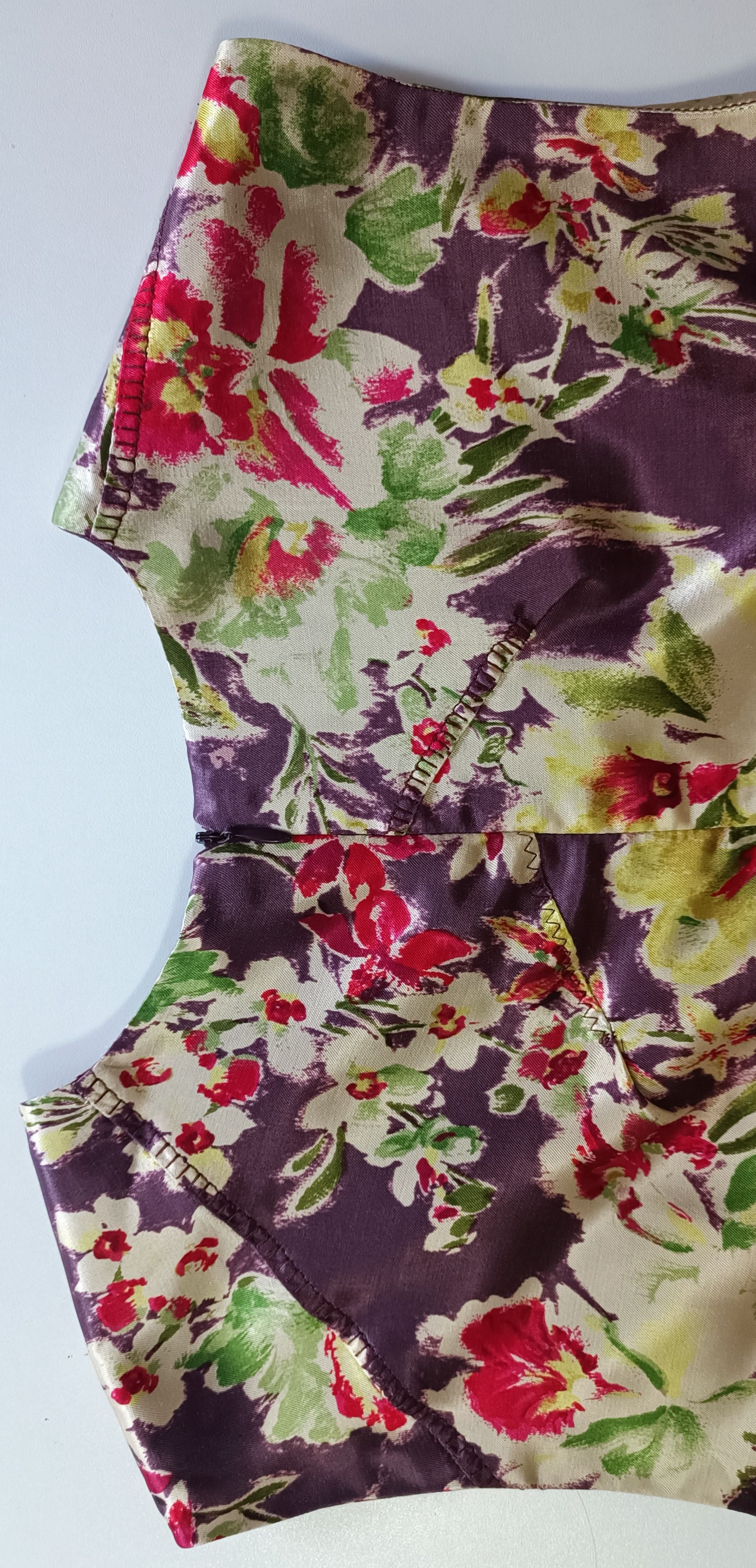Jean Paul Gaultier 2000's - satin dark purple and floral midi dress Size M / US 6-8 / IT 42-44 - 25 Thumbnail