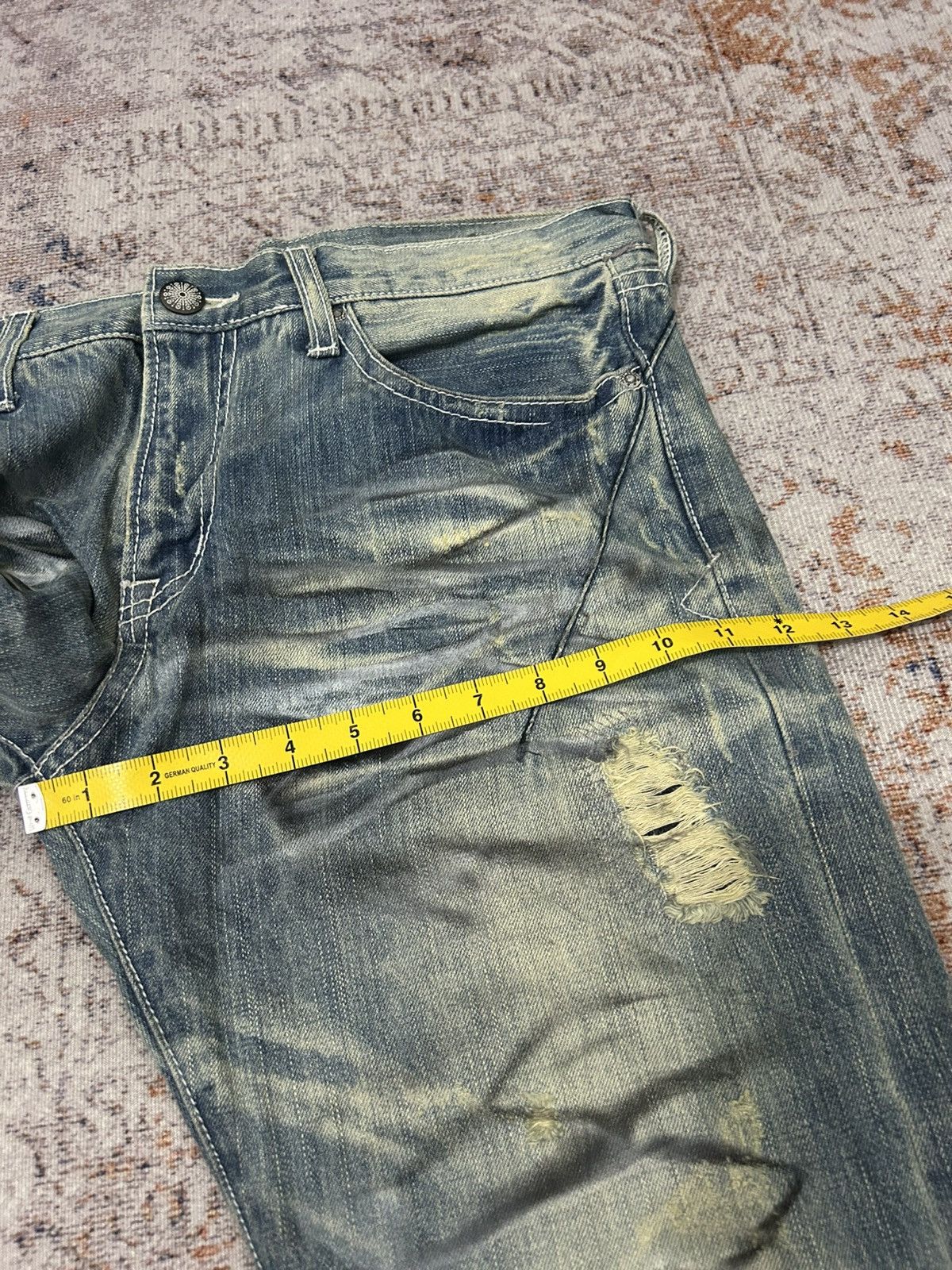 If Six Was Nine Urban Craft HonneyComb Painted Distressed Jeans Size US 34 / EU 50 - 17 Thumbnail