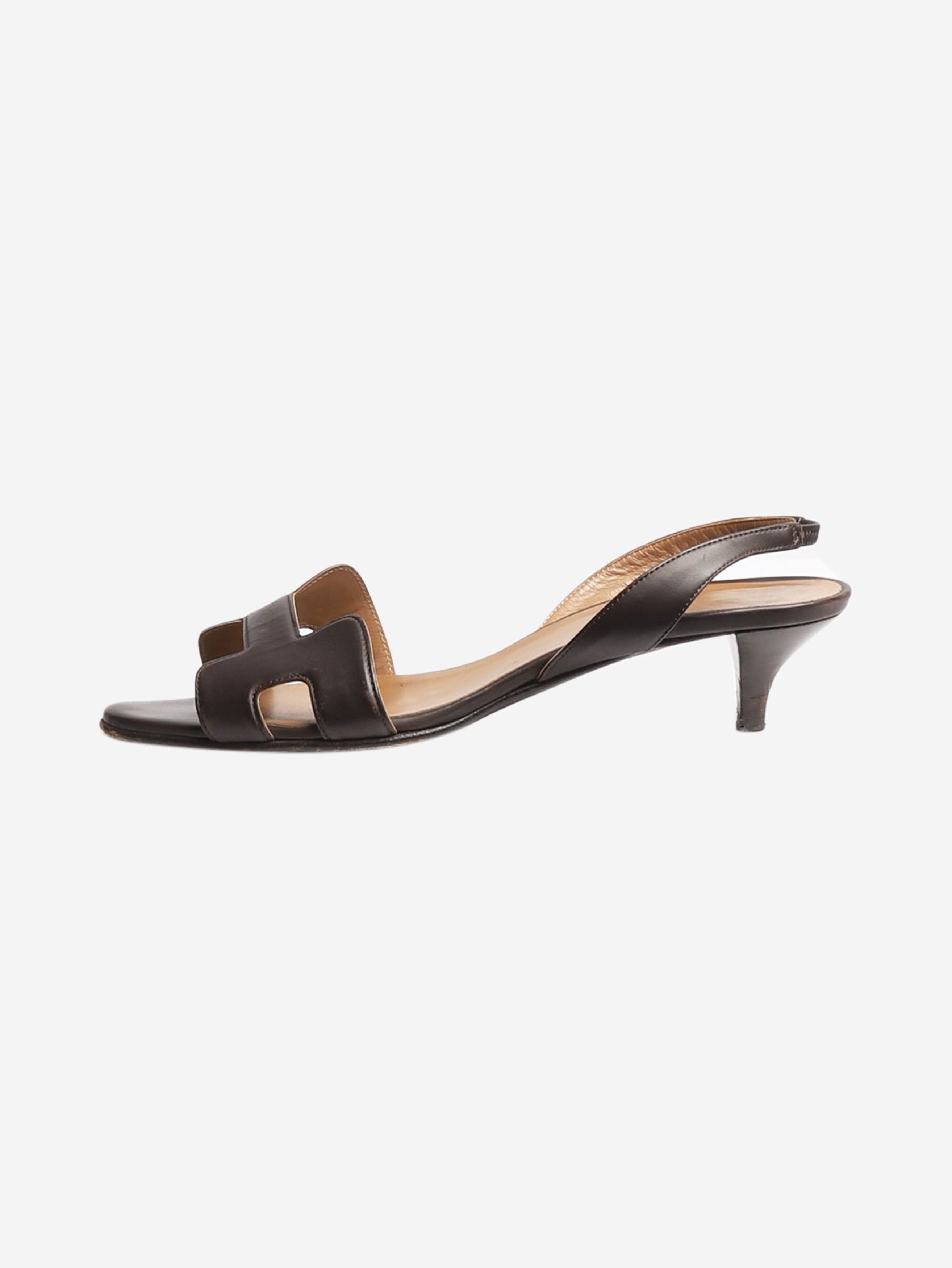 Brown leather slingback sandals - size EU 39