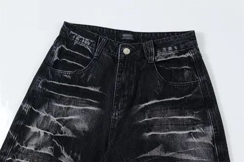 Japanese Brand Men's oversize hip-hop trendy washed straight tie-dye jeans Size US 32 / EU 48 - 4 Thumbnail