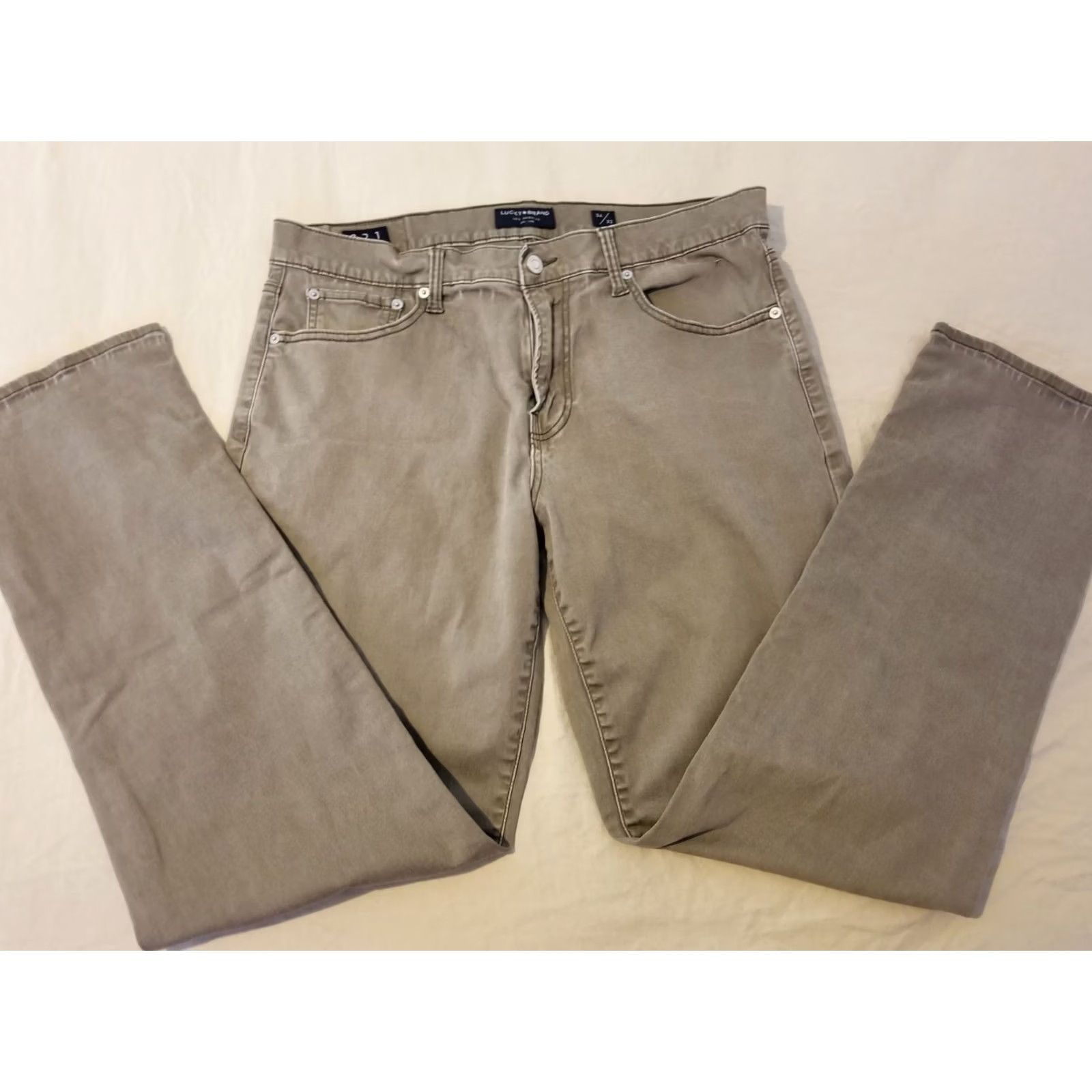 Lucky Brand Lucky Brand Jeans 34x32 Slim Straight Denim 5-Pocket Men Beige Khaki Pants Vintage No Size US 34 / EU 50 - 3 Thumbnail