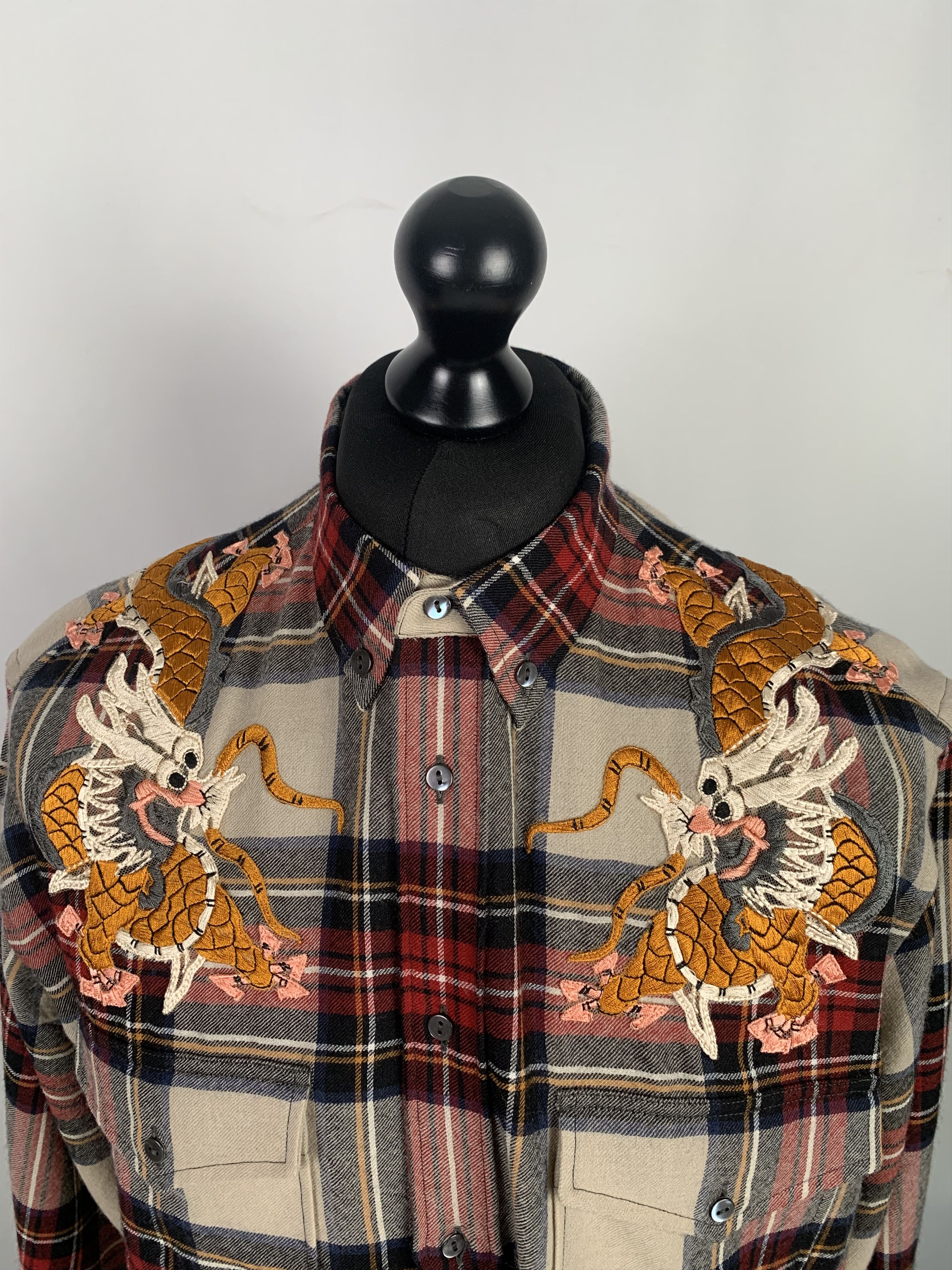 Gucci Gucci Plaid Dragon Shirt Size US L / EU 52-54 / 3 - 5 Thumbnail
