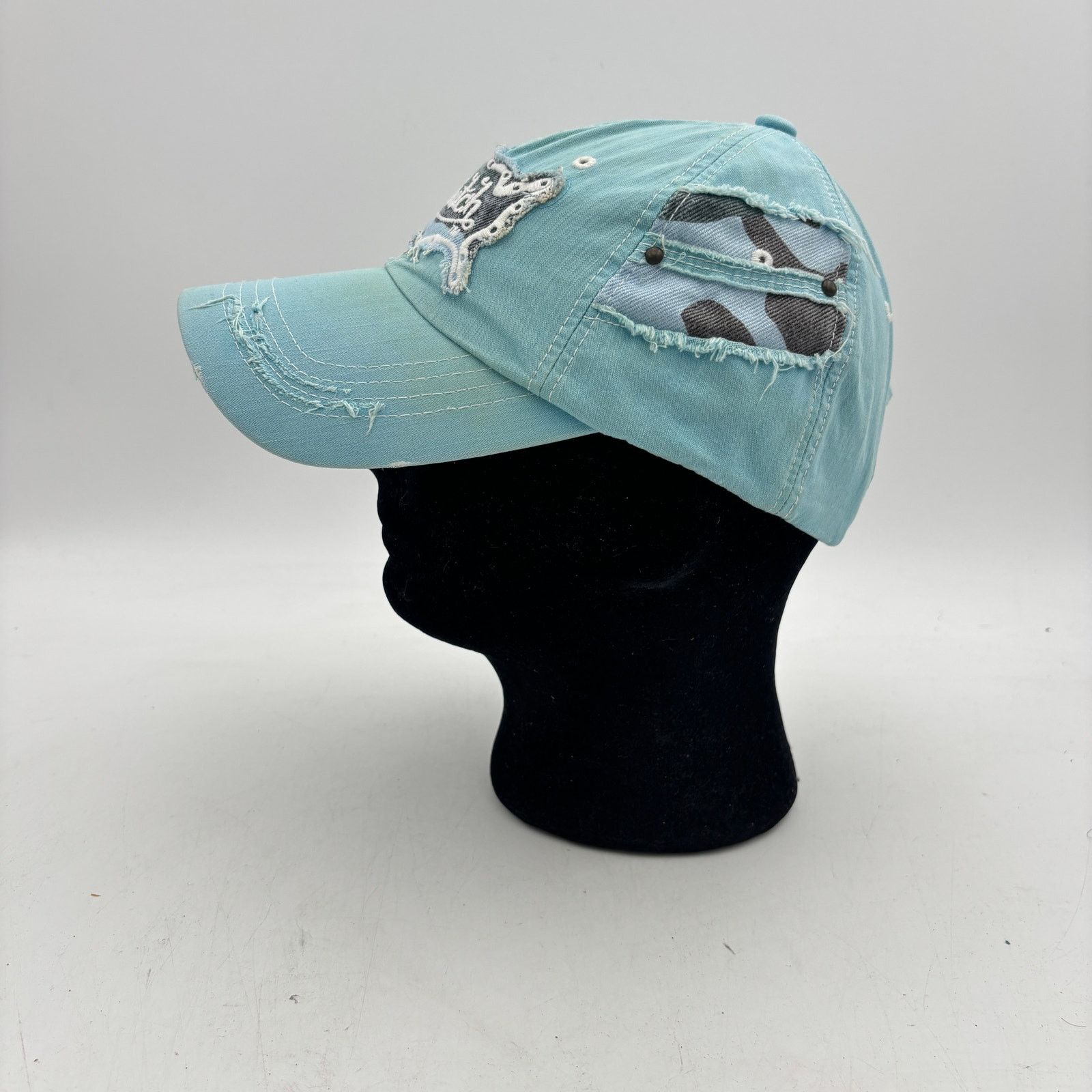 Von Dutch Von Dutch Baby Blue Distressed Cap Y2k Adjustable Hat Size ONE SIZE - 5 Thumbnail