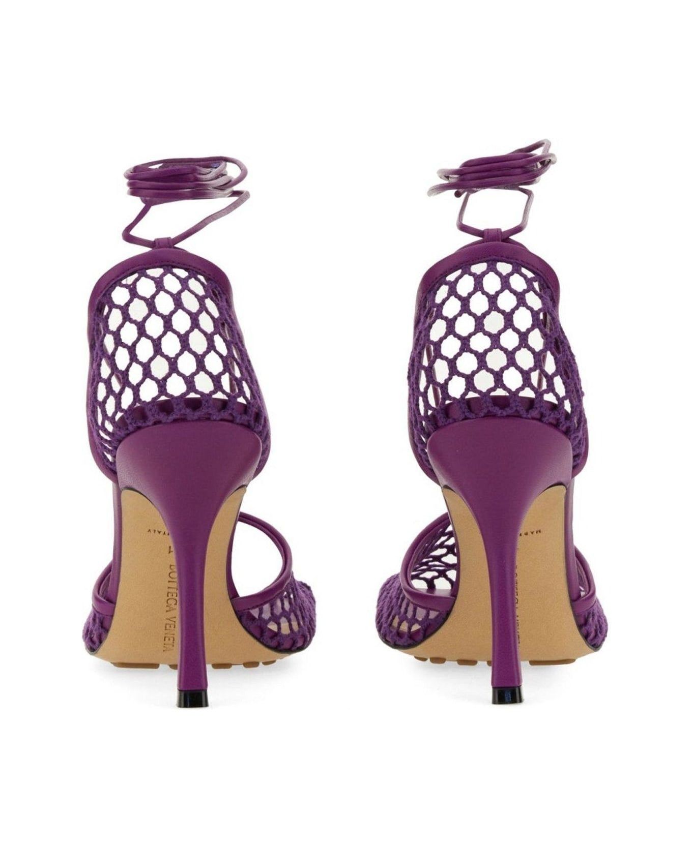 Bottega Veneta o1bcso1str0425 Stretch Lace-Up Sandals in Purple Size US 7 / IT 37 - 3 Thumbnail