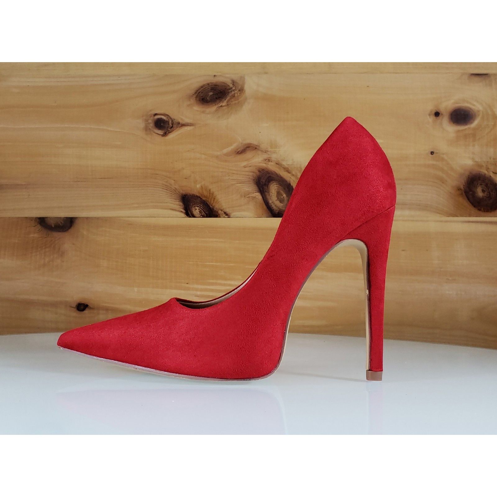 Other Red Cherry Milly Red Vegan Suede Pointy Toe Pump Shoe 4.5" S Size US 6.5 / IT 36.5 - 1 Thumbnail