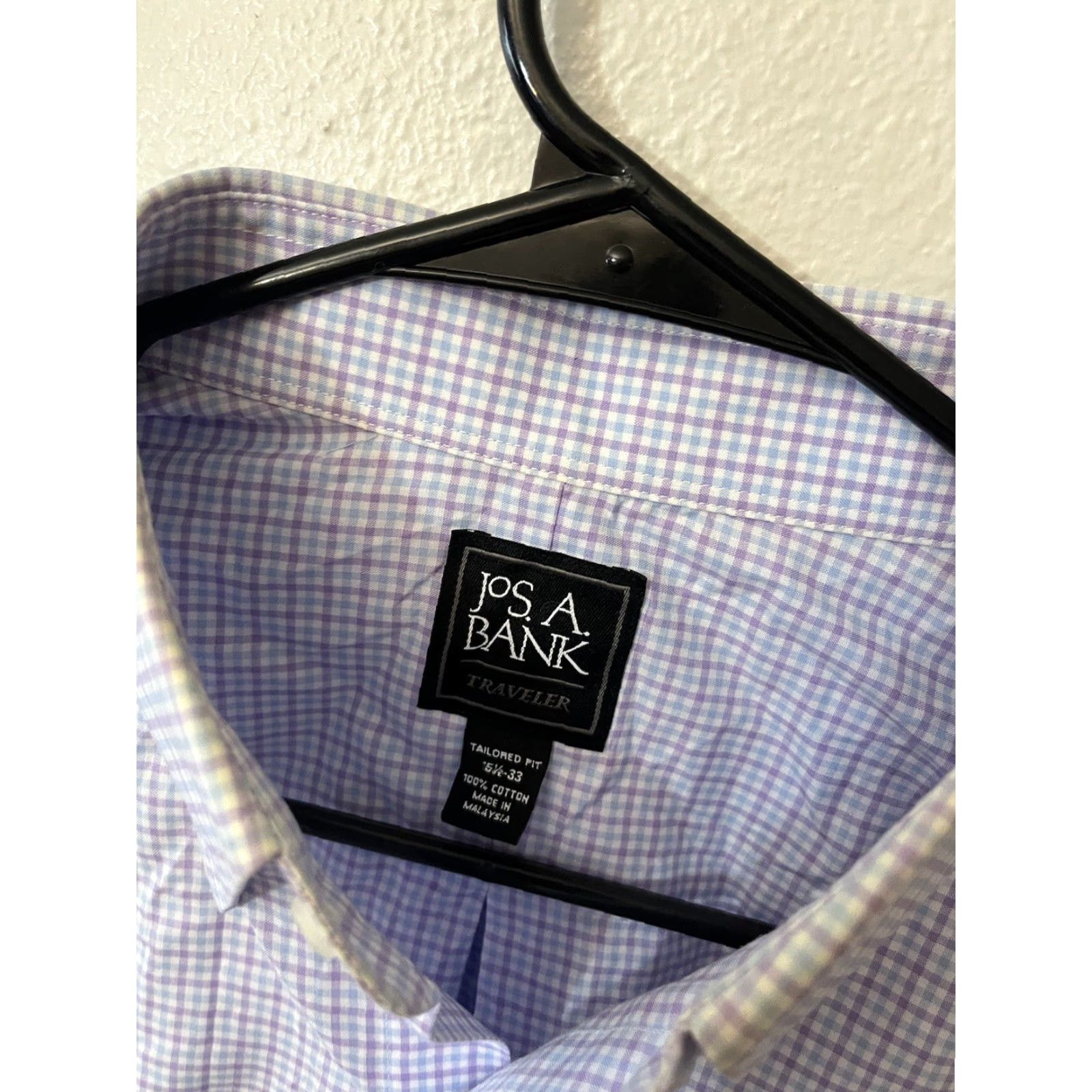 Jos. A. Bank Jos. A. Bank Traveler Mens Plaid Long Sleeve Button Down Shirt 15.5/33 Blue Cotton Tailored Fit Regular Household? Size US L / EU 52-54 / 3 - 3 Thumbnail