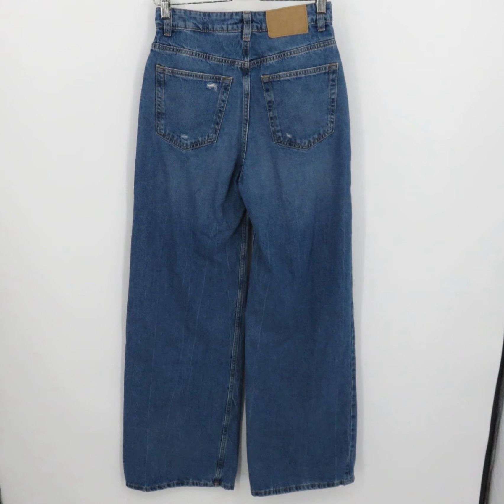Vintage H&M Divided Jeans Women 4 Distressed Wide-Leg 5-Pocket Denim Blue Cotton Blend Pocket Pockets Regular Vintage No Size 27" / US 4 / IT 40 - 5 Thumbnail