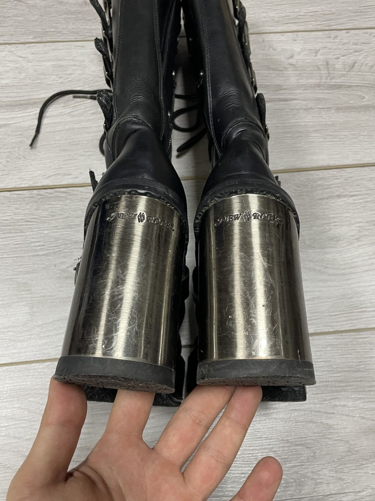 New Rock New Rock leather high boots reactor metallic heels Size US 6 / IT 36 - 10 Thumbnail