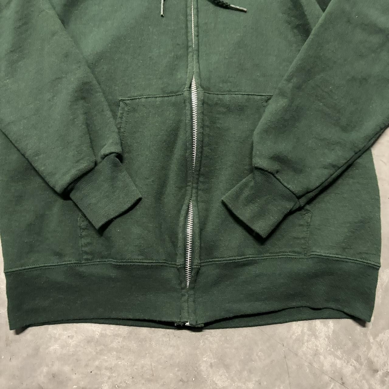 Russell Athletic × Vintage Crazy Vintage Y2K/2000s Forest Green Blank Russell Style Essential Zip Up Hoodie! Size S / US 4 / IT 40 - 5 Thumbnail