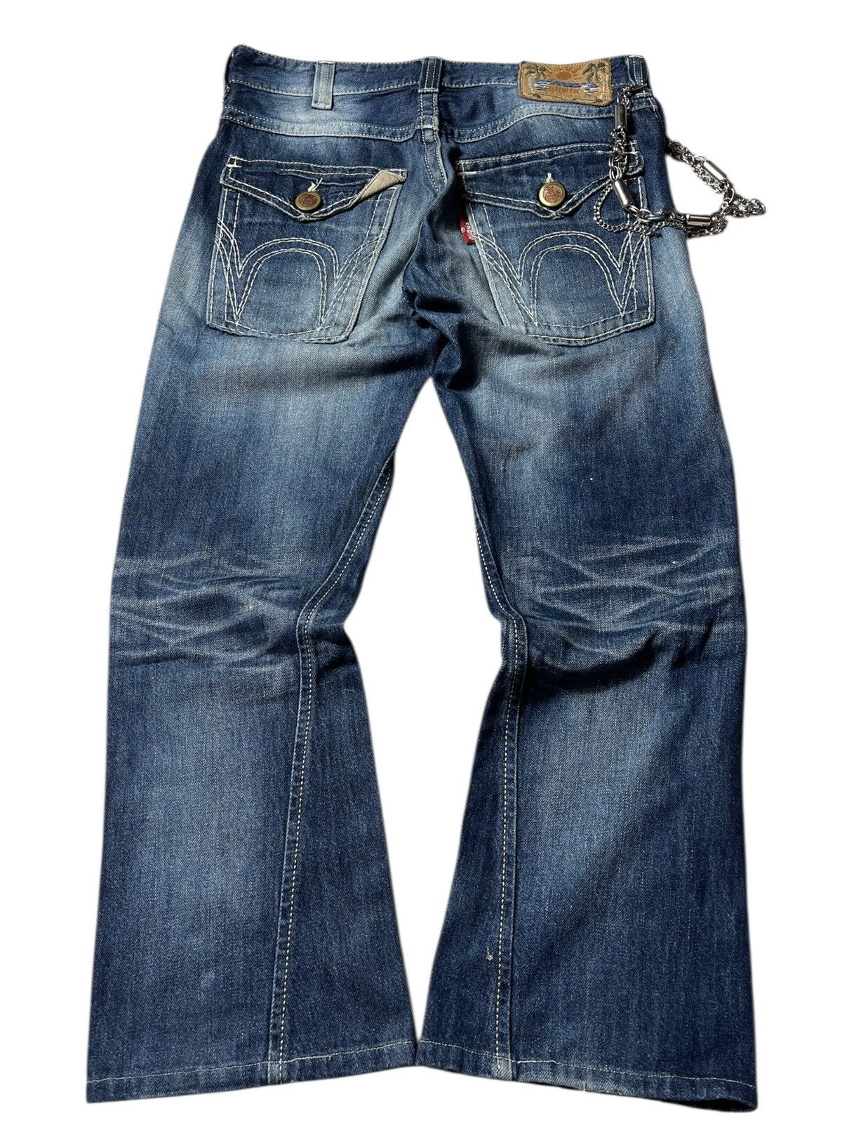 Edwin Edwin Blue Trip Destroyed Lgb Style Distressed Flared Pants Size US 32 / EU 48 - 4 Thumbnail