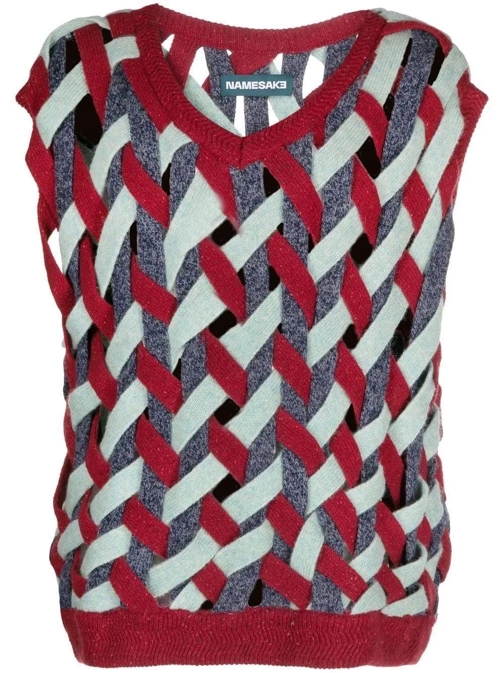 image of Namesake O1Mle0424 Woven Knitted Vest Top In Multicolor, Men's (Size Small)